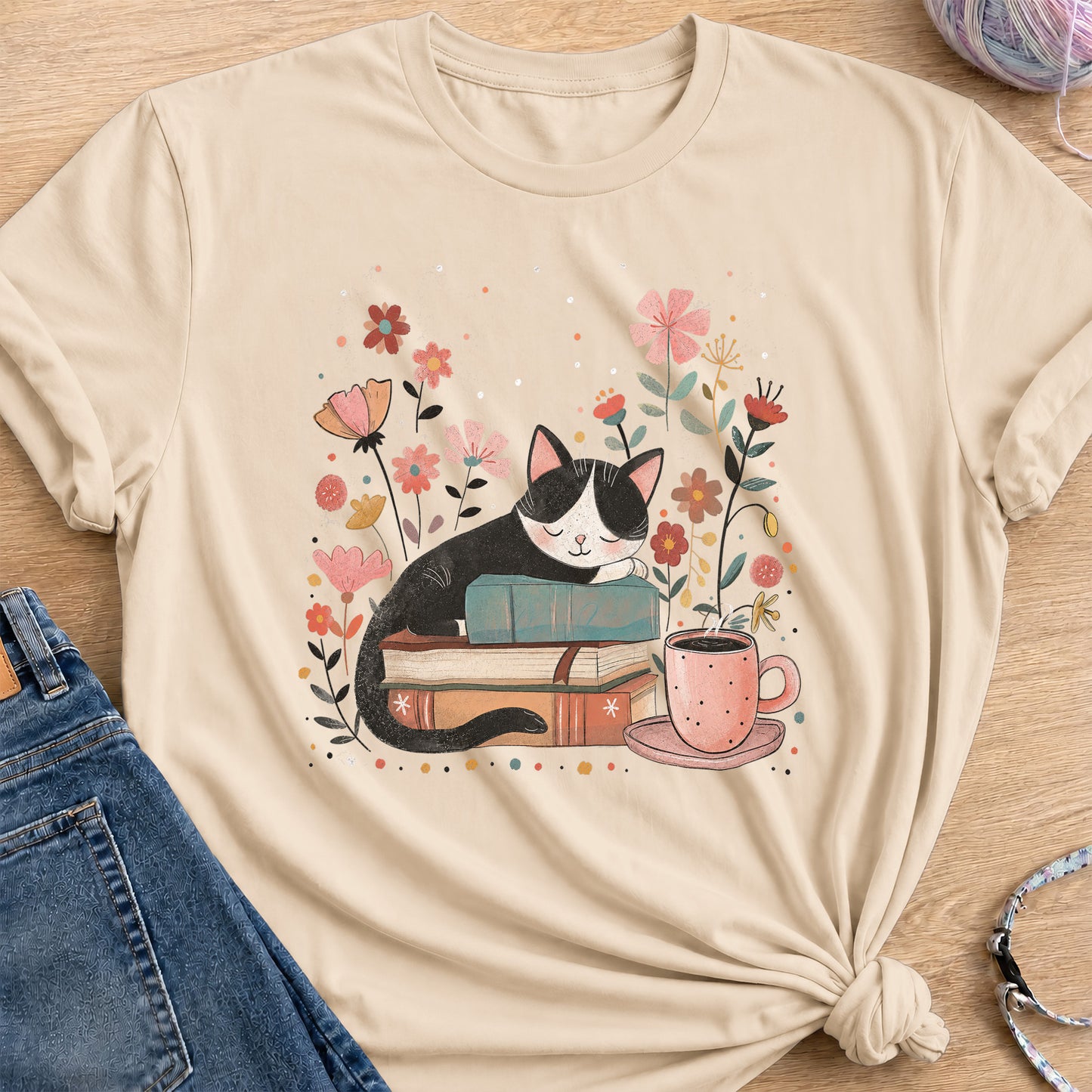 Cozy Chapters T-Shirt — Sand