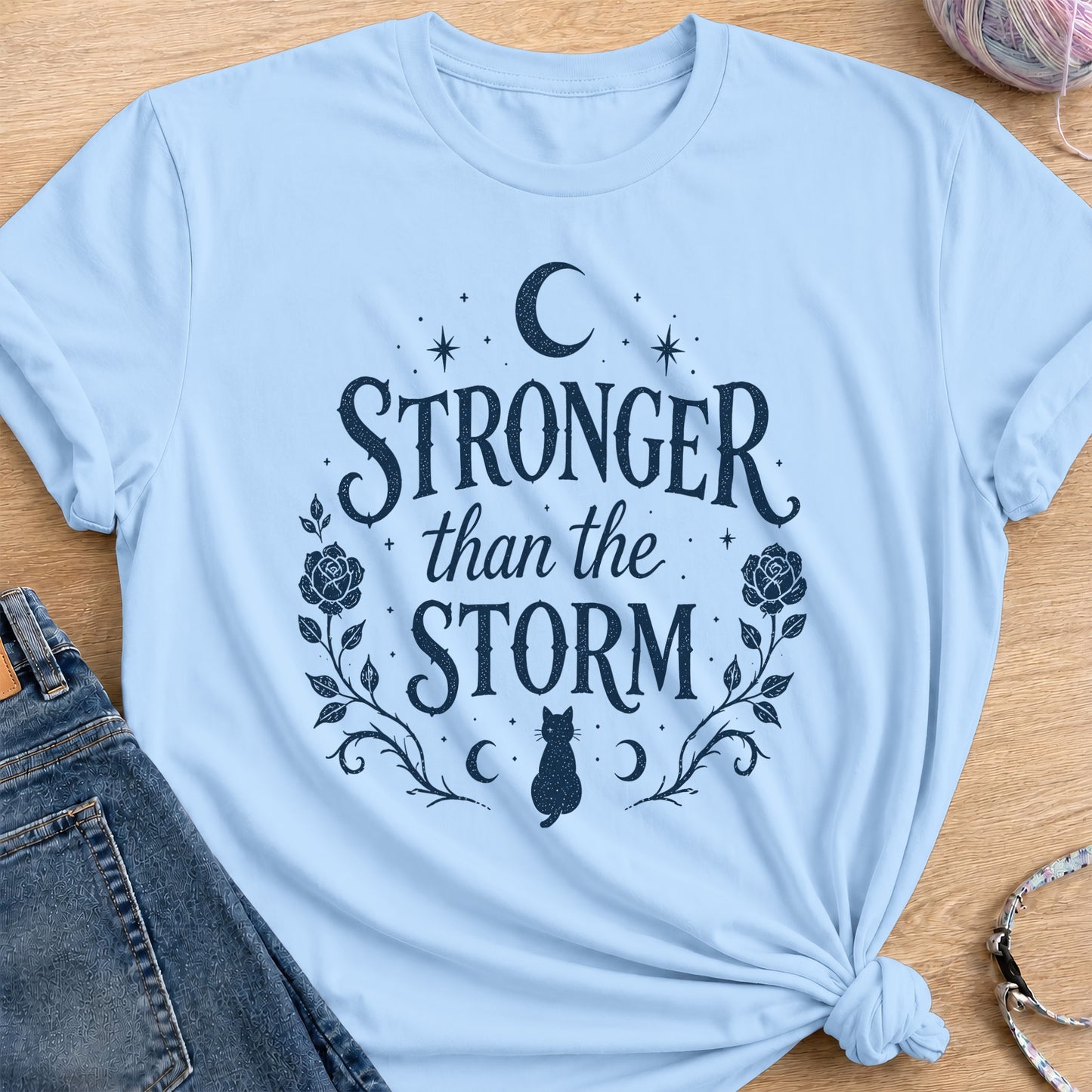 Stronger Than Storm T-Shirt — Light Blue