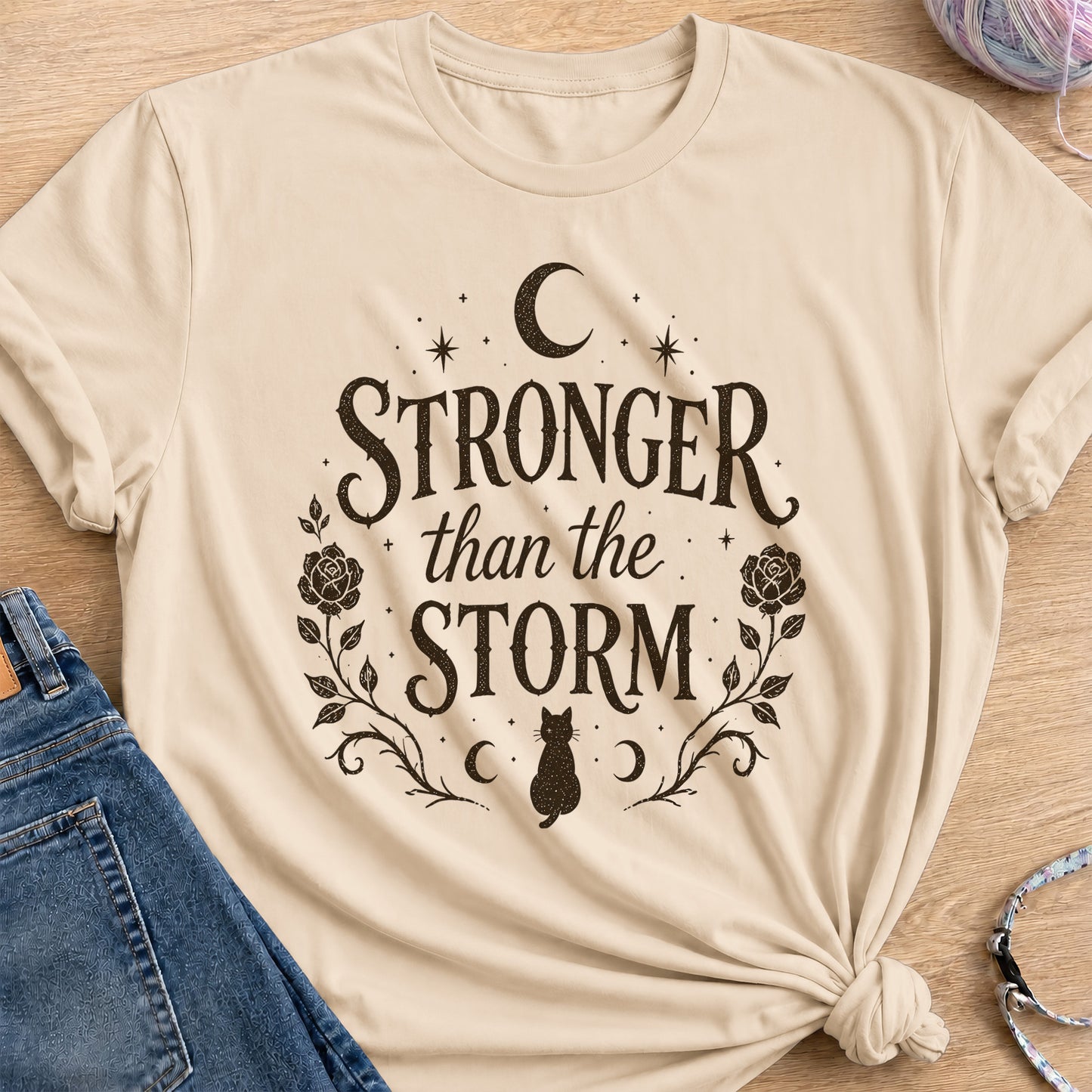 Stronger Than Storm T-Shirt — Sand