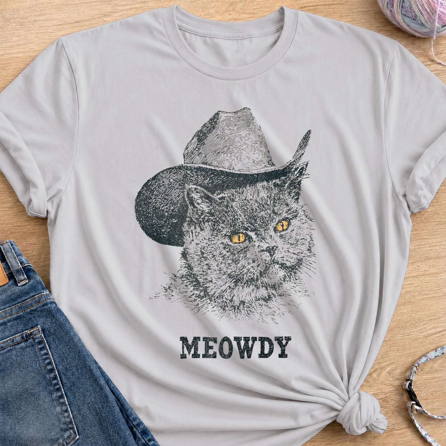 Meowdy T-Shirt — Ice Grey