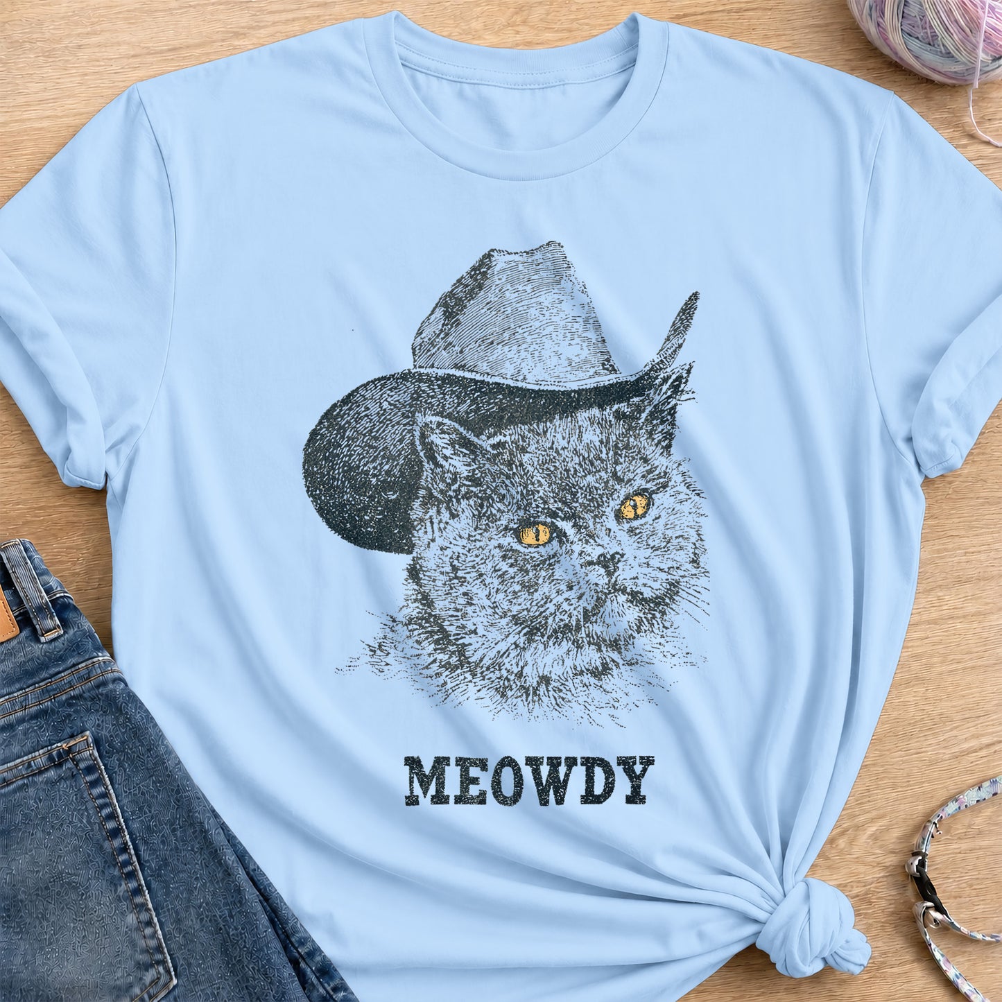Meowdy T-Shirt — Light Blue