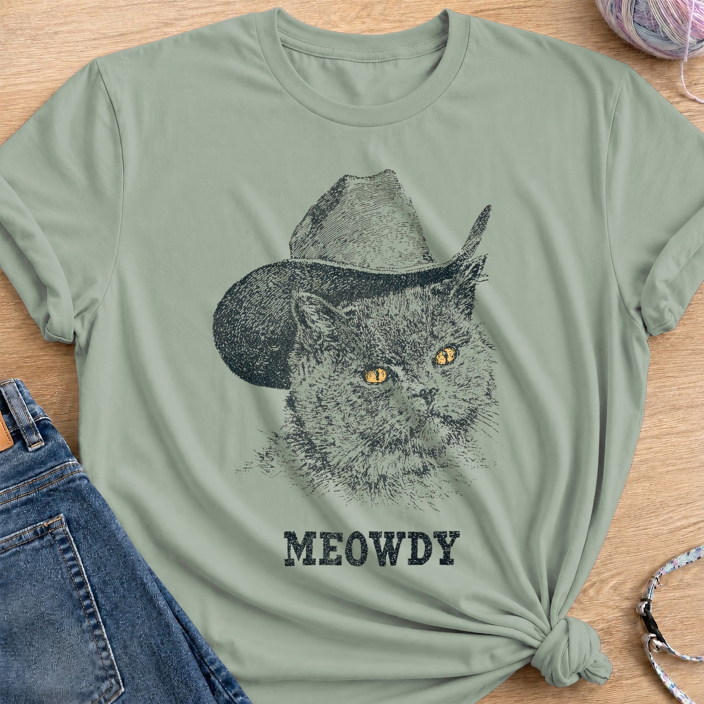 Meowdy T-Shirt — Sage