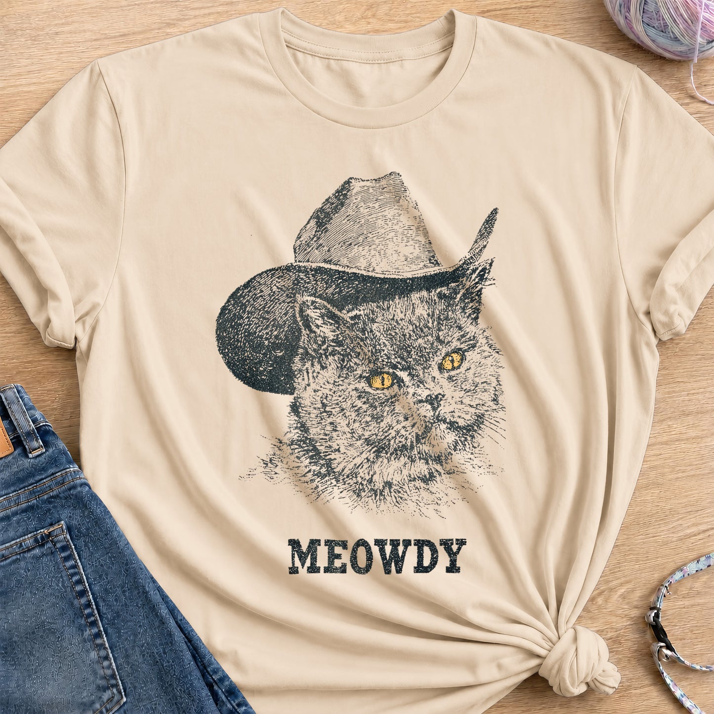Meowdy T-Shirt — Sand