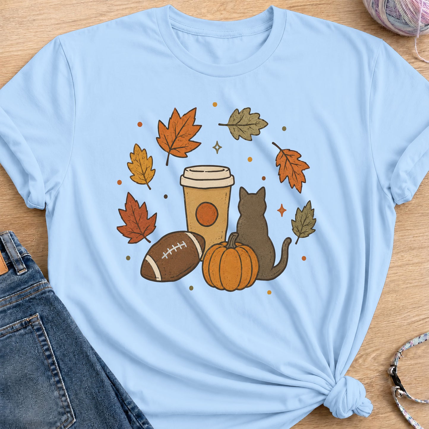 Cozy Fall T-Shirt — Light Blue
