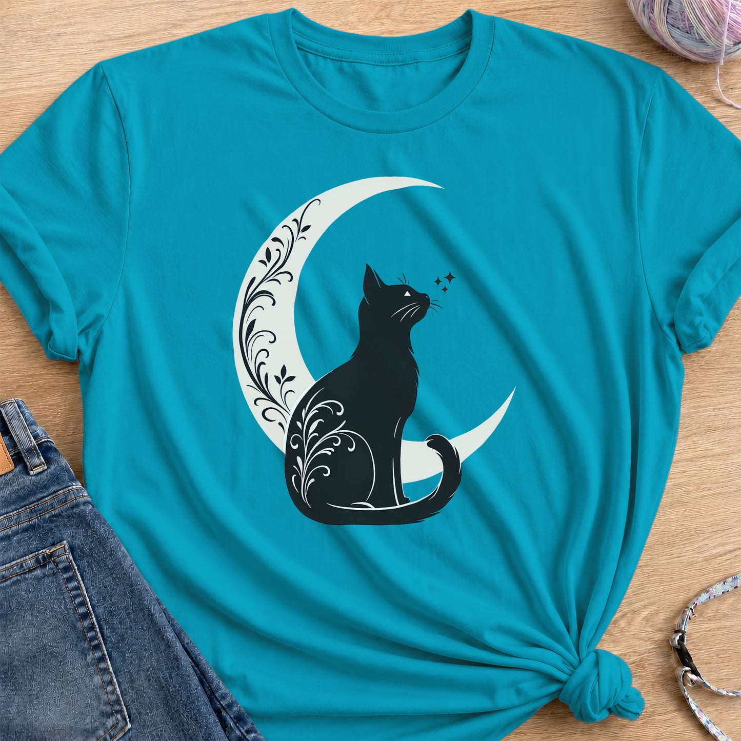 Moonlit Filigree T-Shirt — Tropical Blue