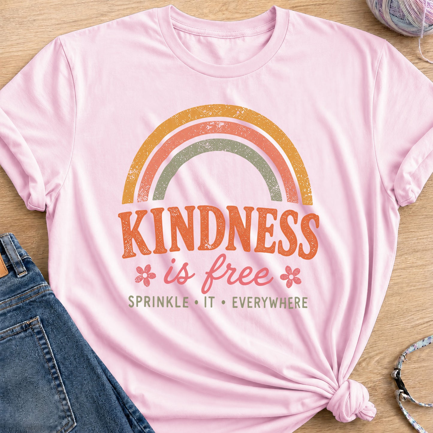 Kindness Is Free T-Shirt — Light Pink