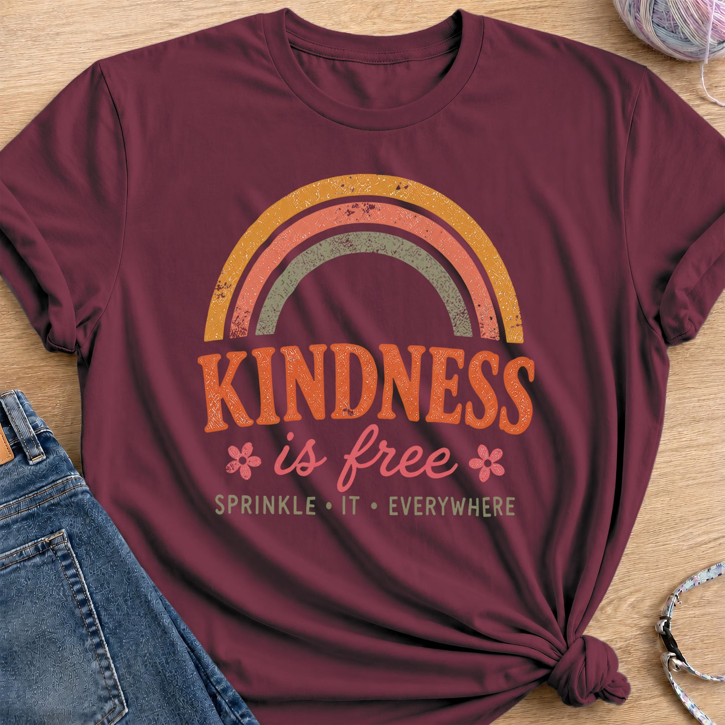 Kindness Is Free T-Shirt — Maroon