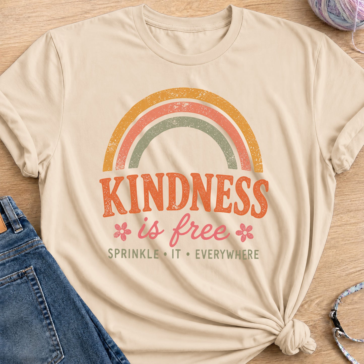 Kindness Is Free T-Shirt — Sand