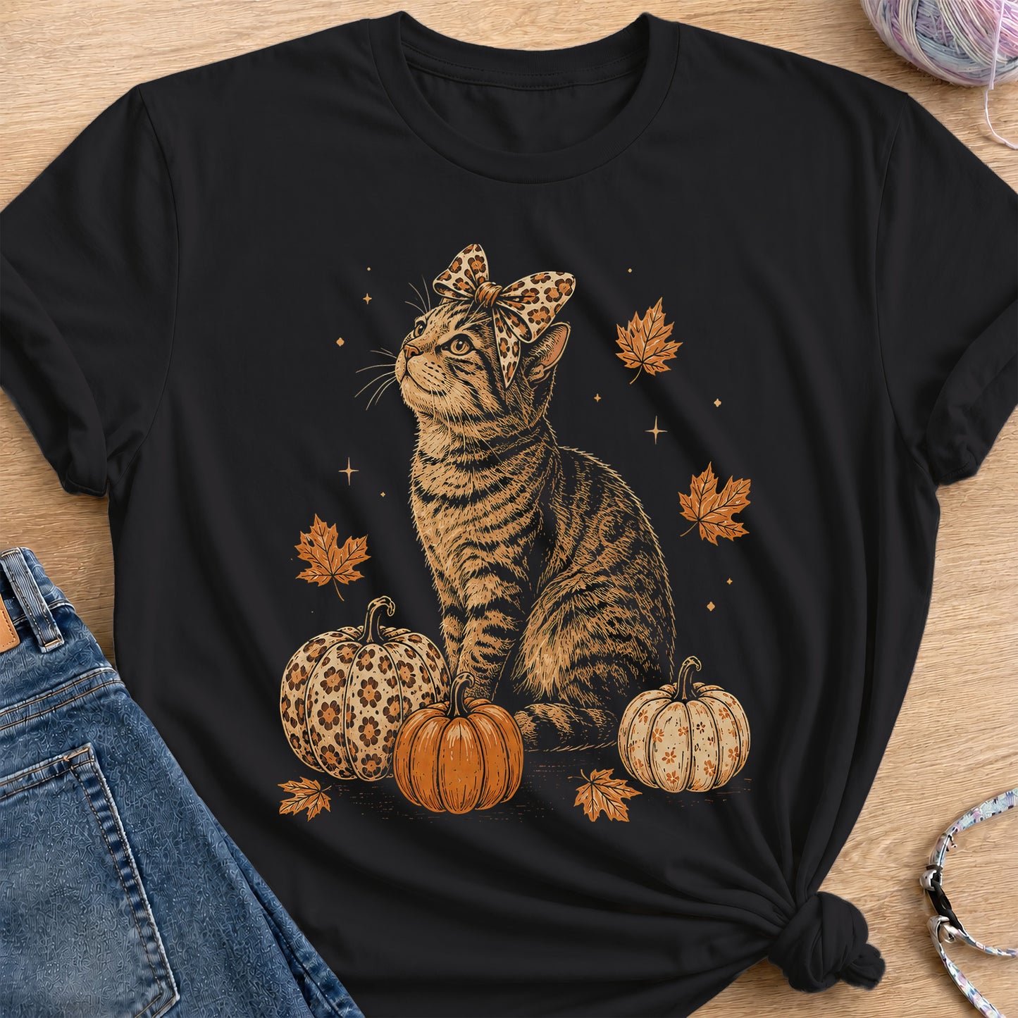 Autumn Kitty T-Shirt — Black