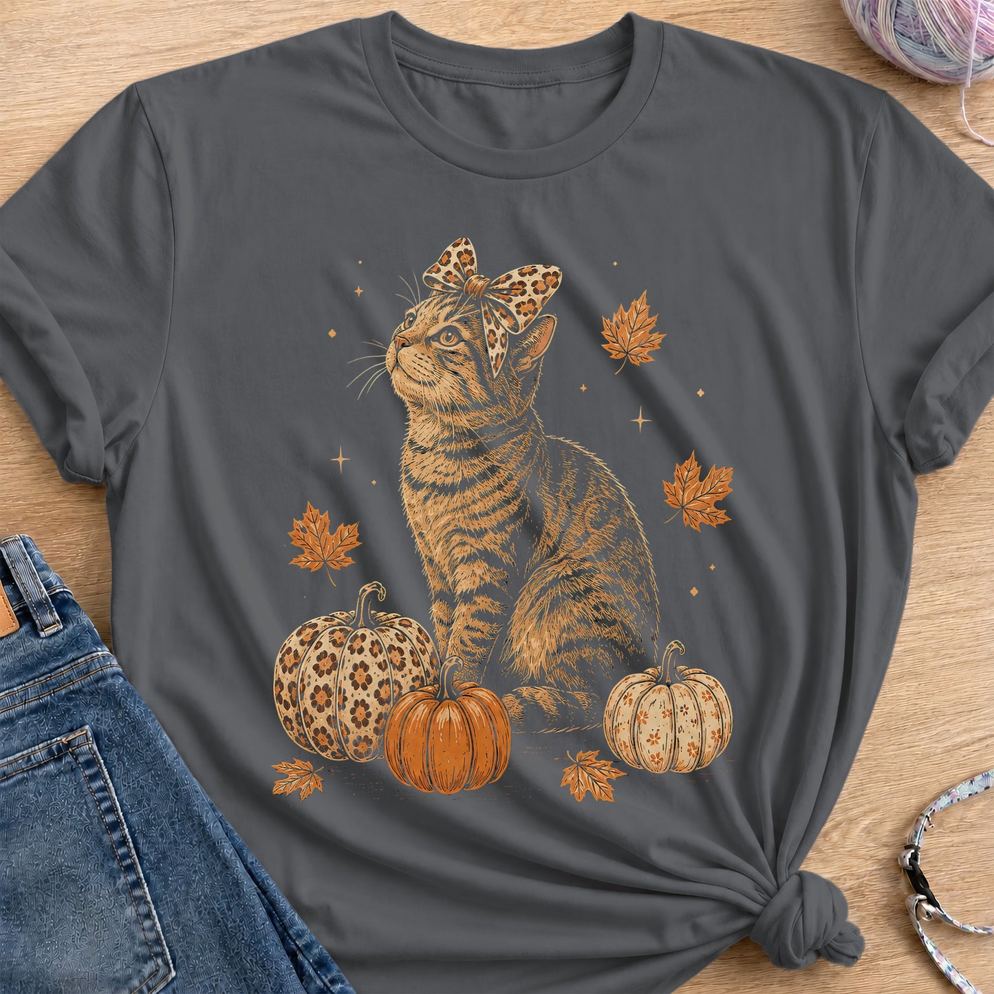 Autumn Kitty T-Shirt — Charcoal