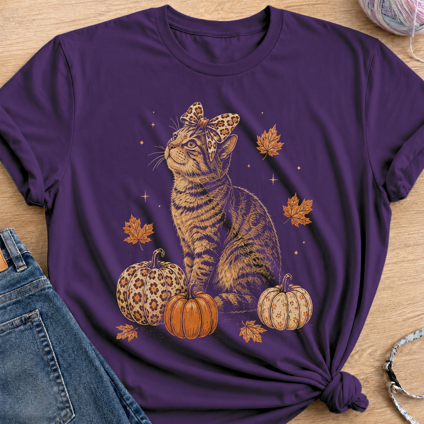 Autumn Kitty T-Shirt — Purple