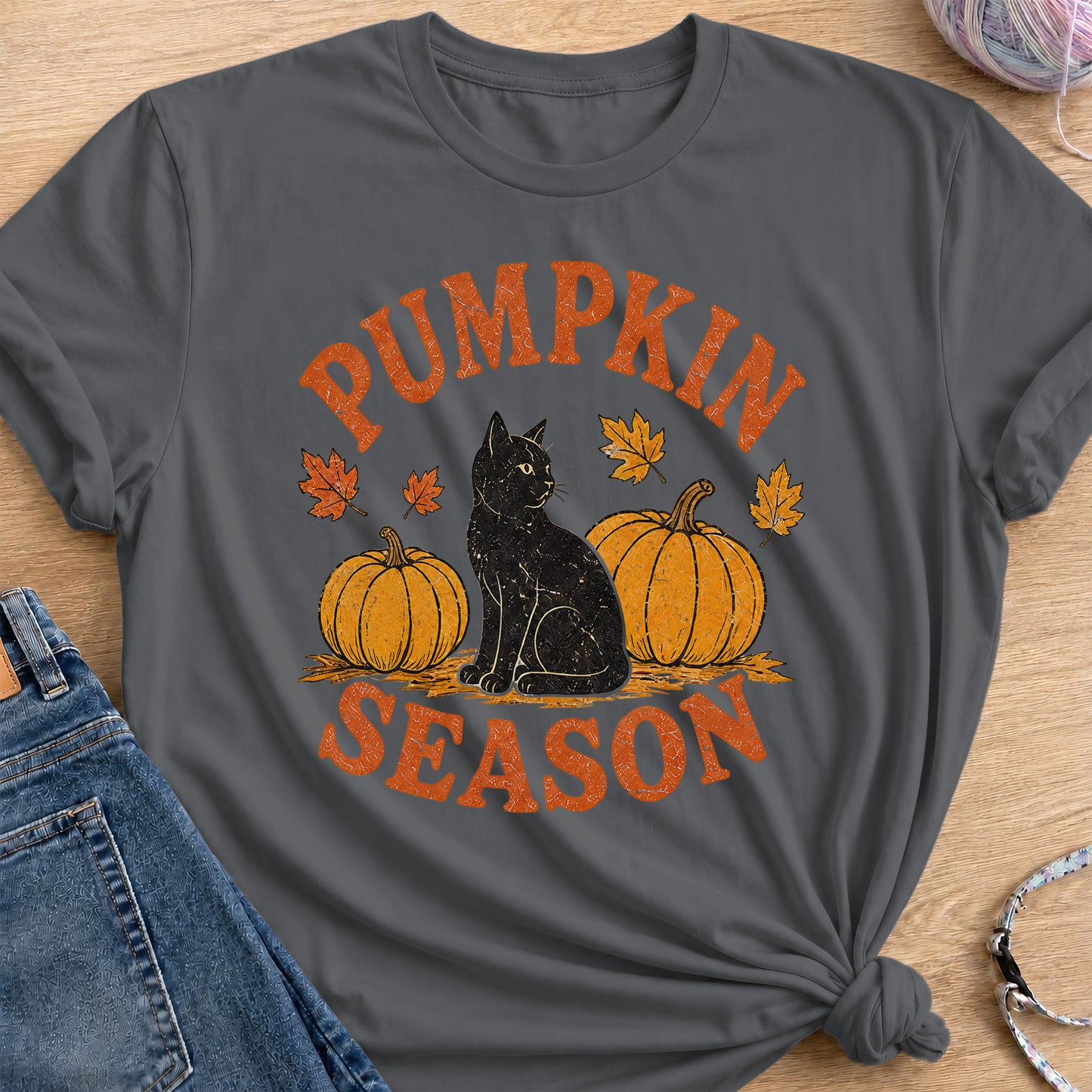 Fall Pumpkin T-Shirt — Charcoal