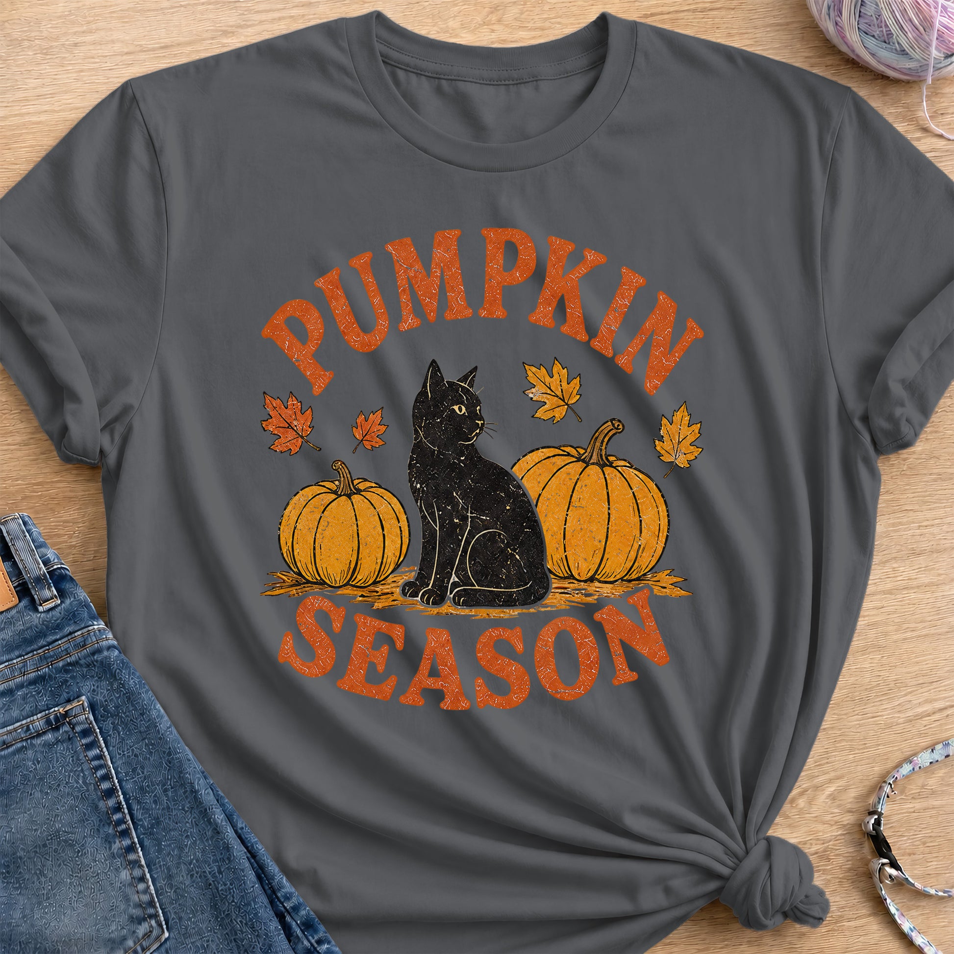 Fall Pumpkin T-Shirt — Charcoal