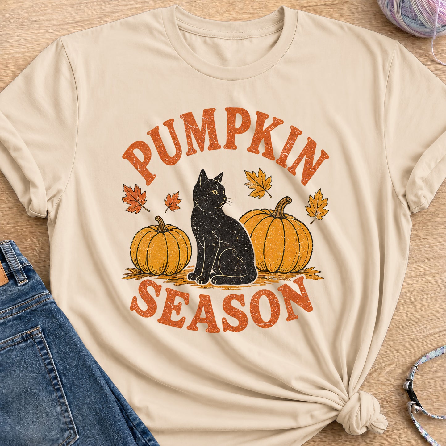 Fall Pumpkin T-Shirt — Sand