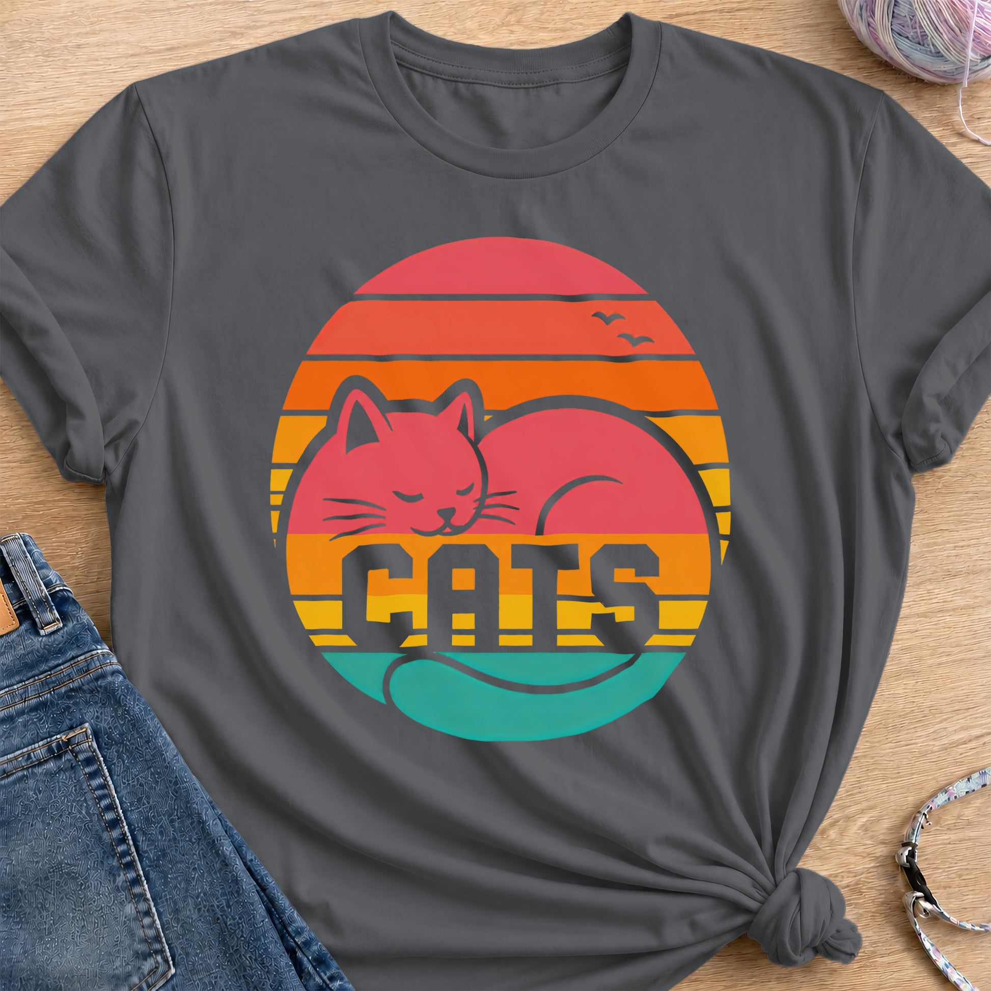 Retro Sunset T-Shirt — Charcoal