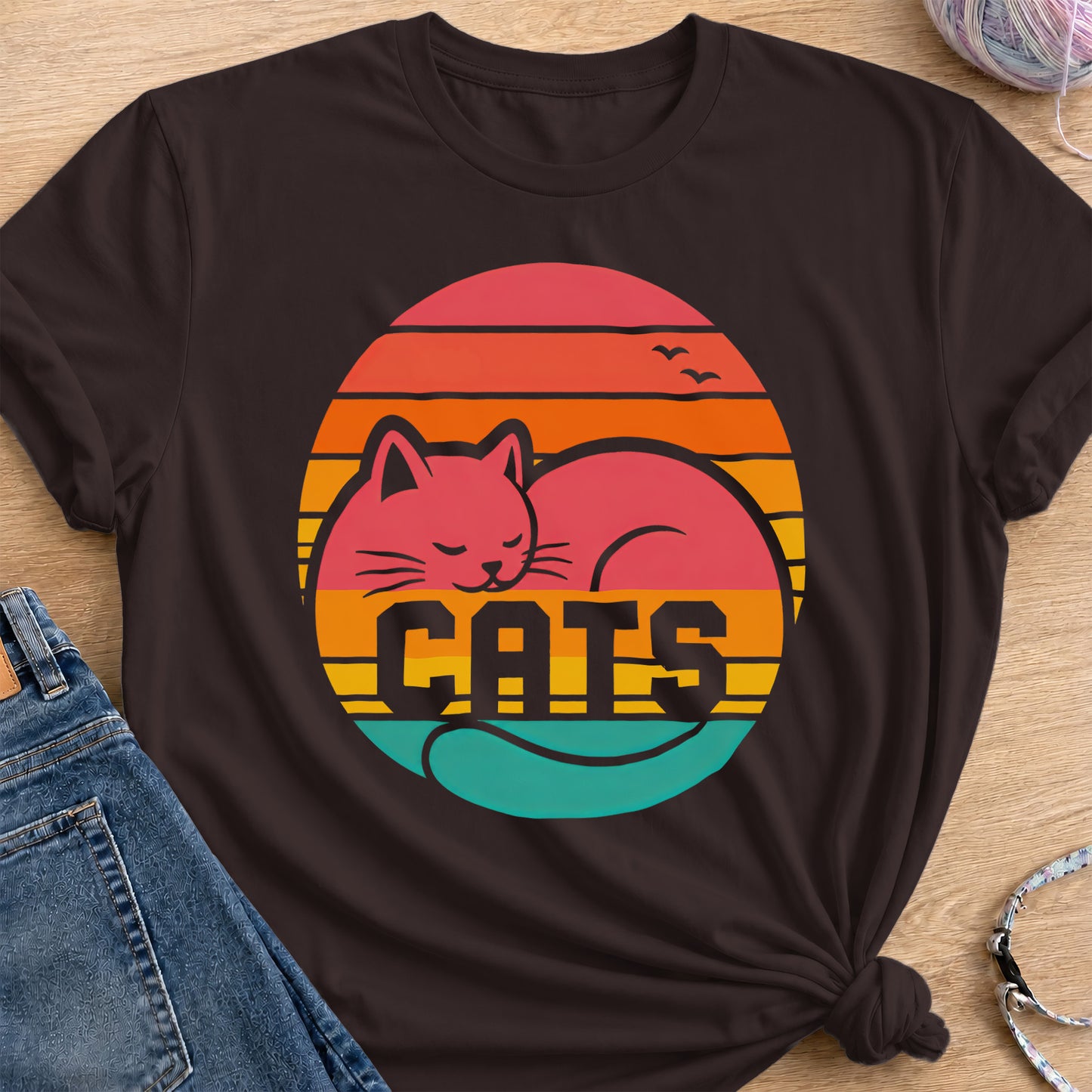 Retro Sunset T-Shirt — Dark Chocolate