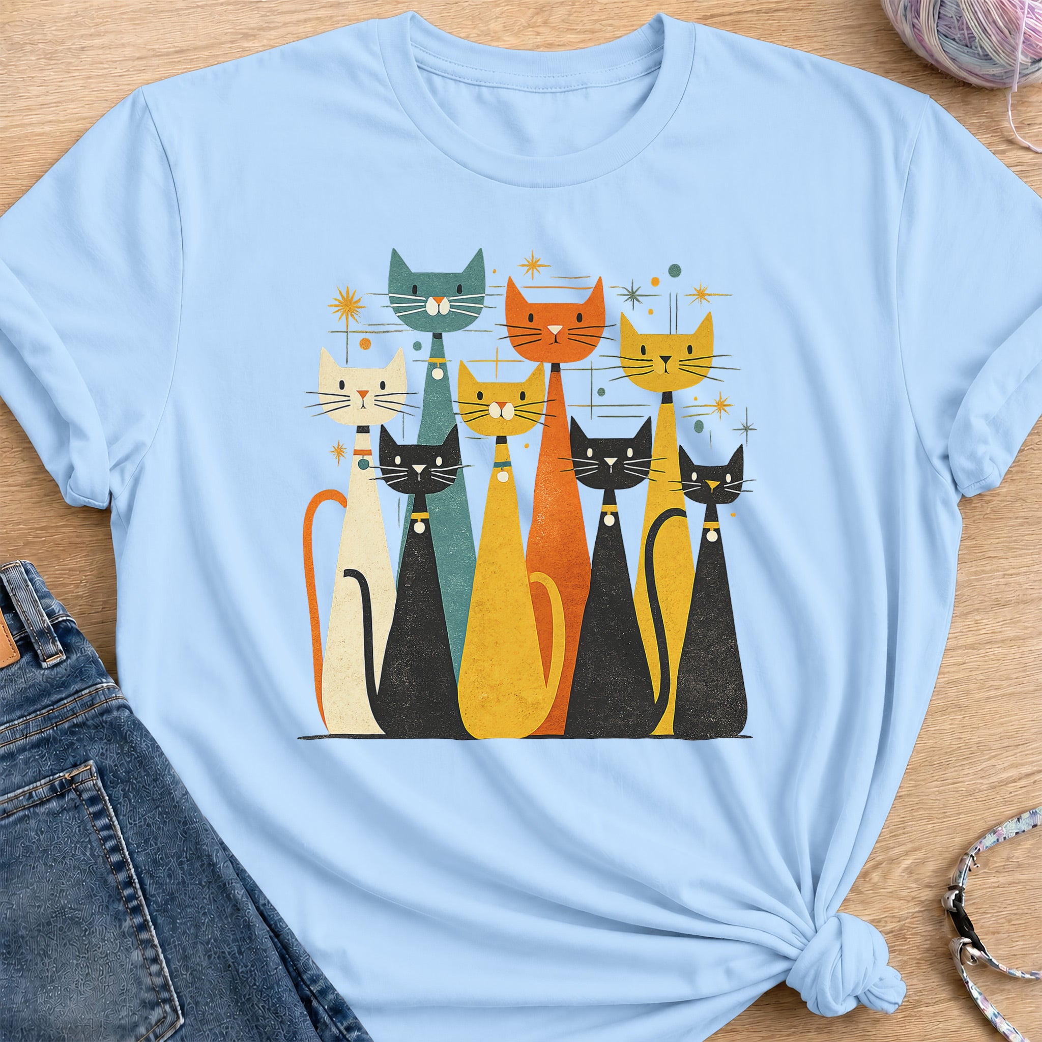 Atomic Alley Cats T-Shirt — Light Blue