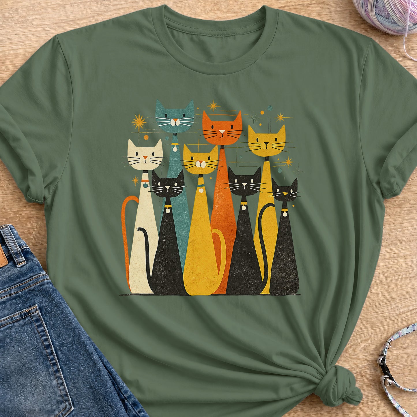 Atomic Alley Cats T-Shirt — Military Green