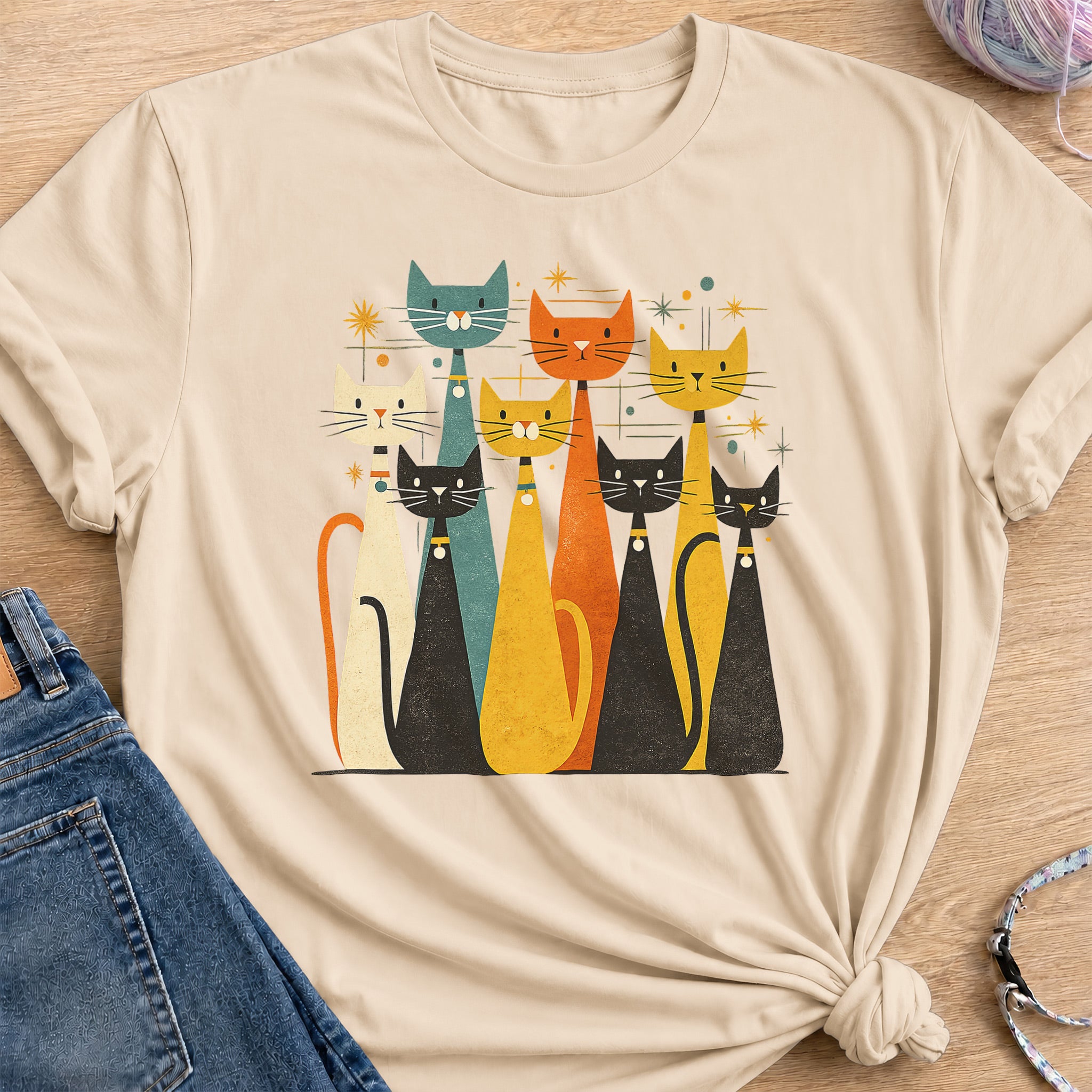 Atomic Alley Cats T-Shirt — Sand