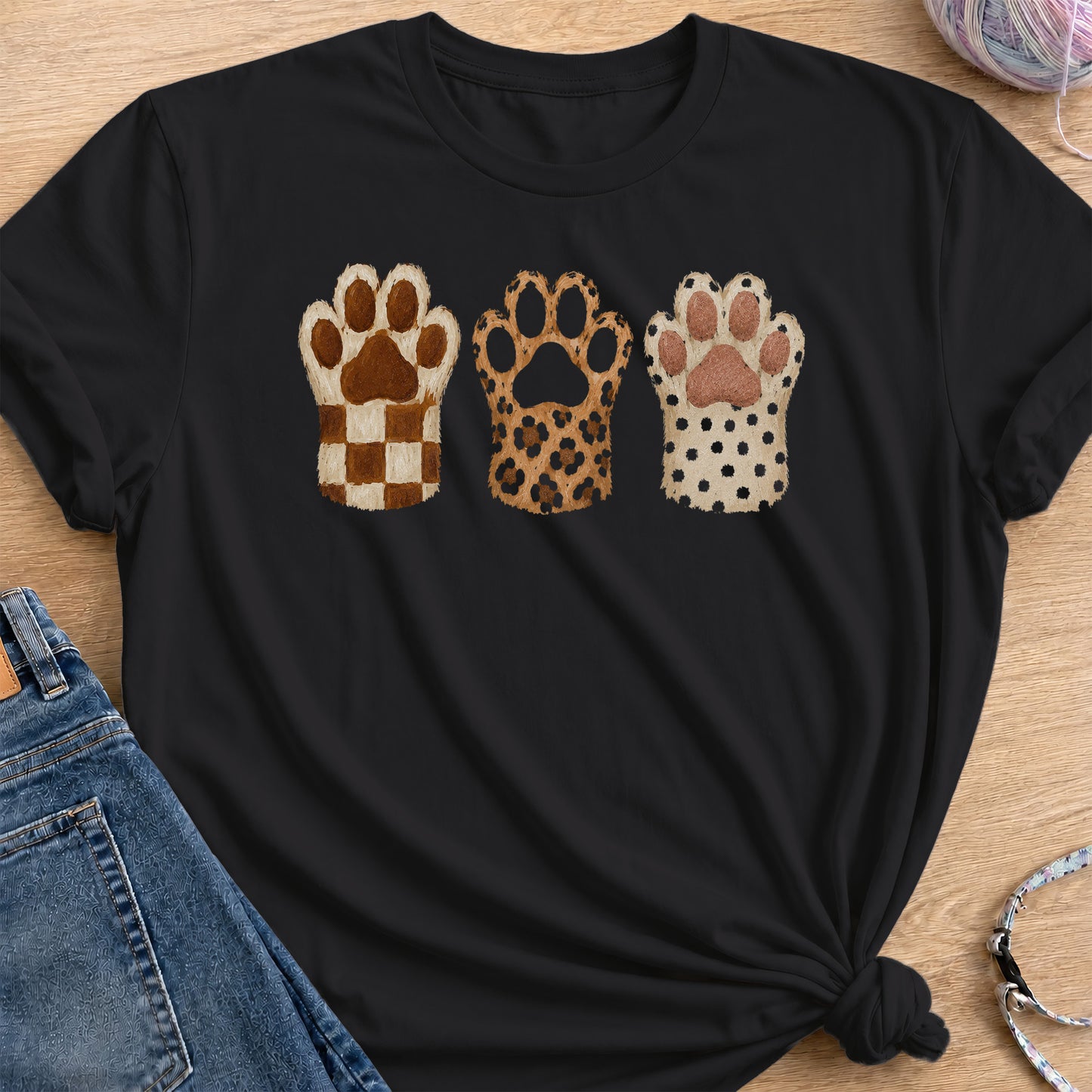 Paw Trio T-Shirt — Black