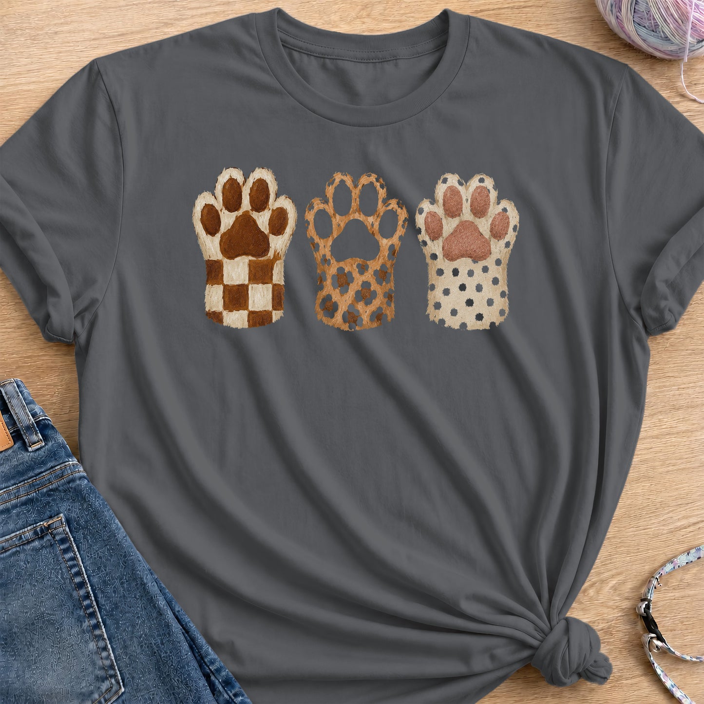Paw Trio T-Shirt — Charcoal
