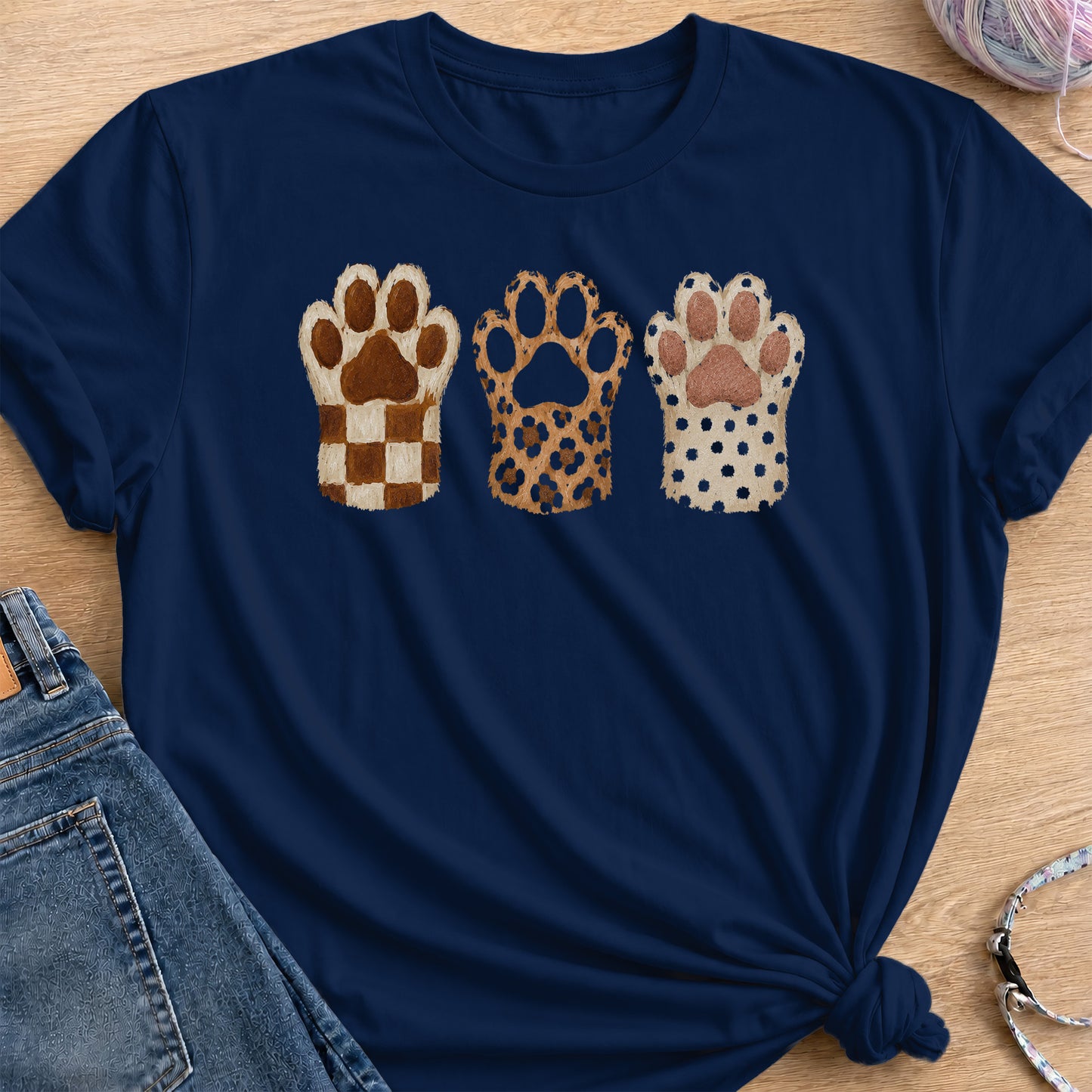 Paw Trio T-Shirt — Navy