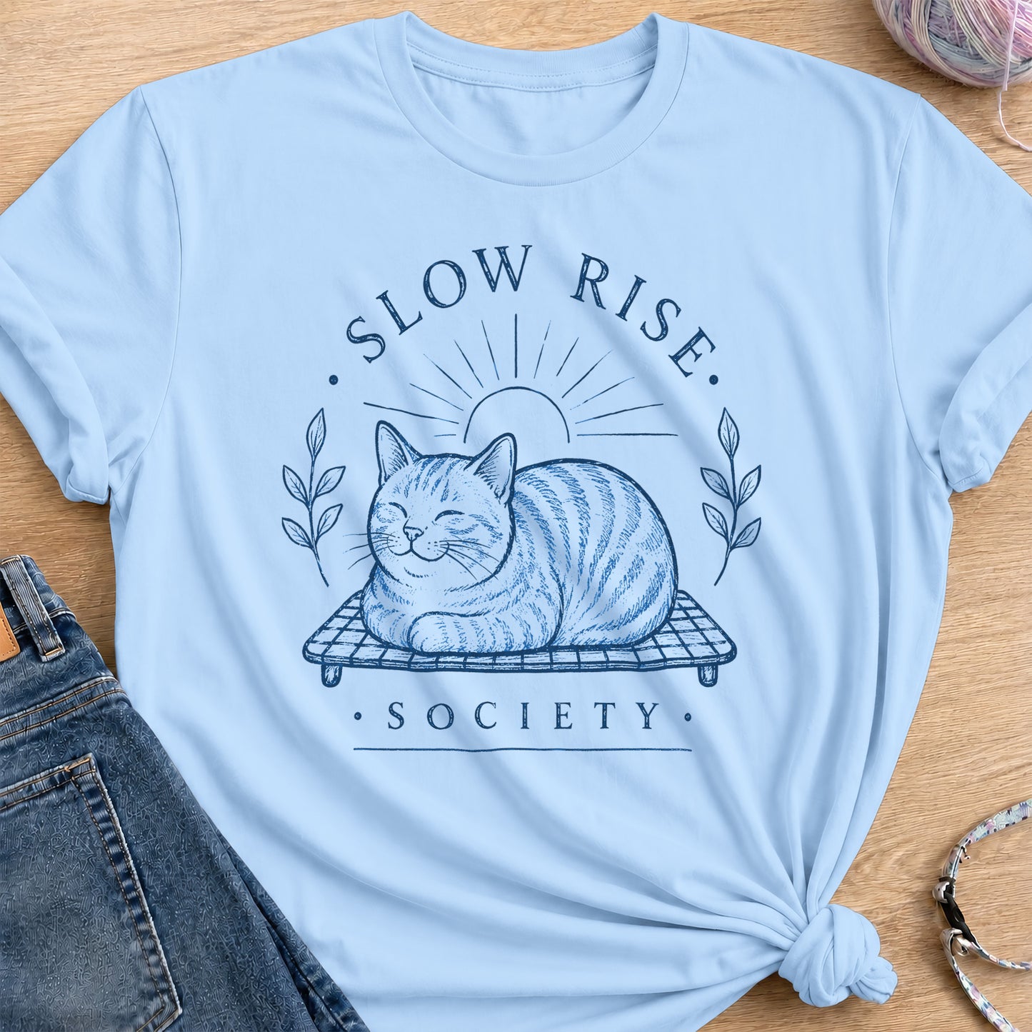 Slow Rise Society T-Shirt — Light Blue