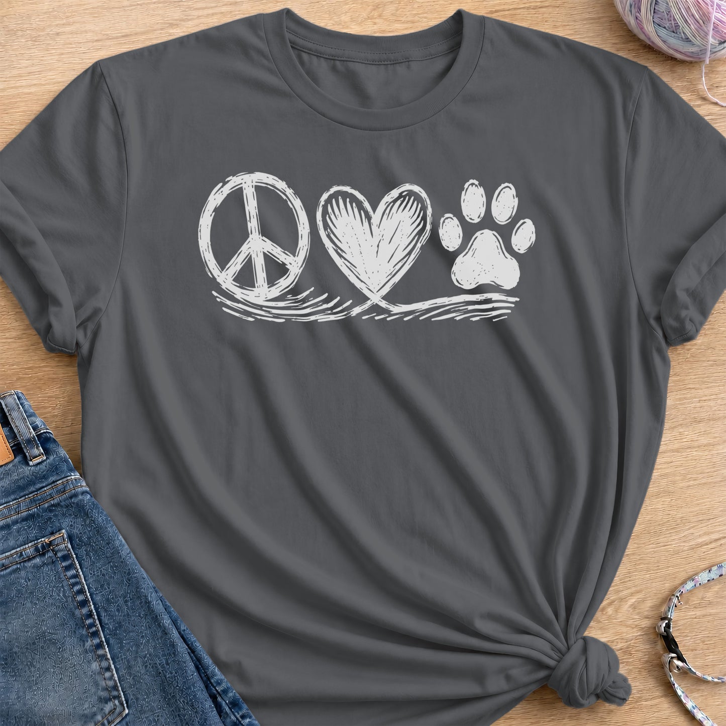 Peace Trio T-Shirt — Charcoal