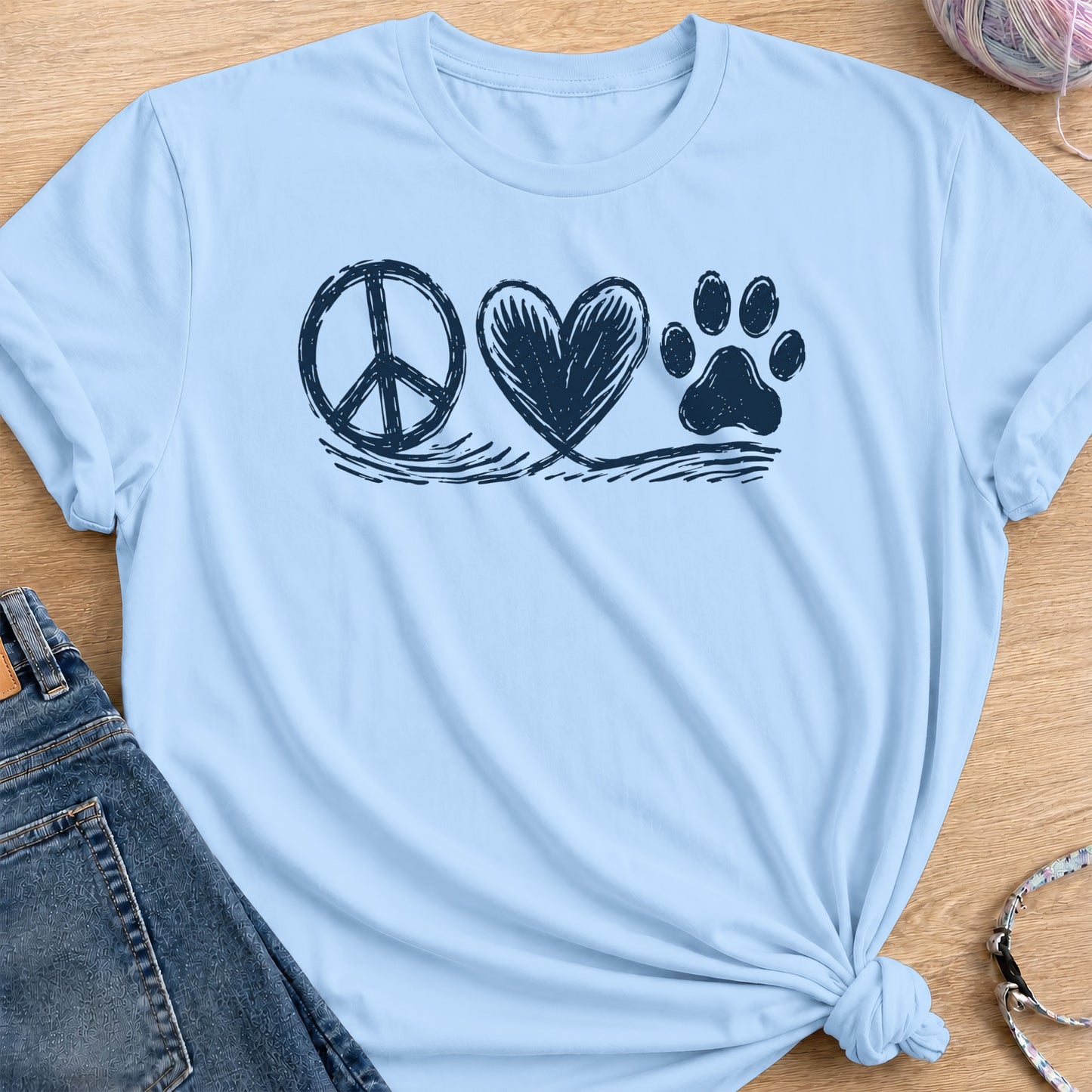 Peace Trio T-Shirt — Light Blue