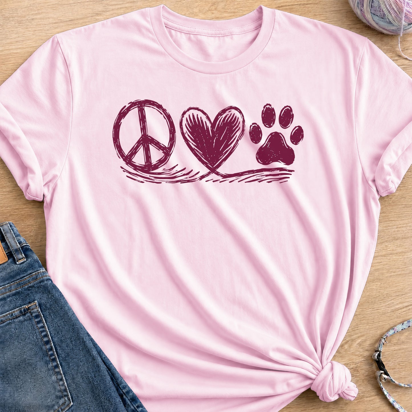 Peace Trio T-Shirt — Light Pink