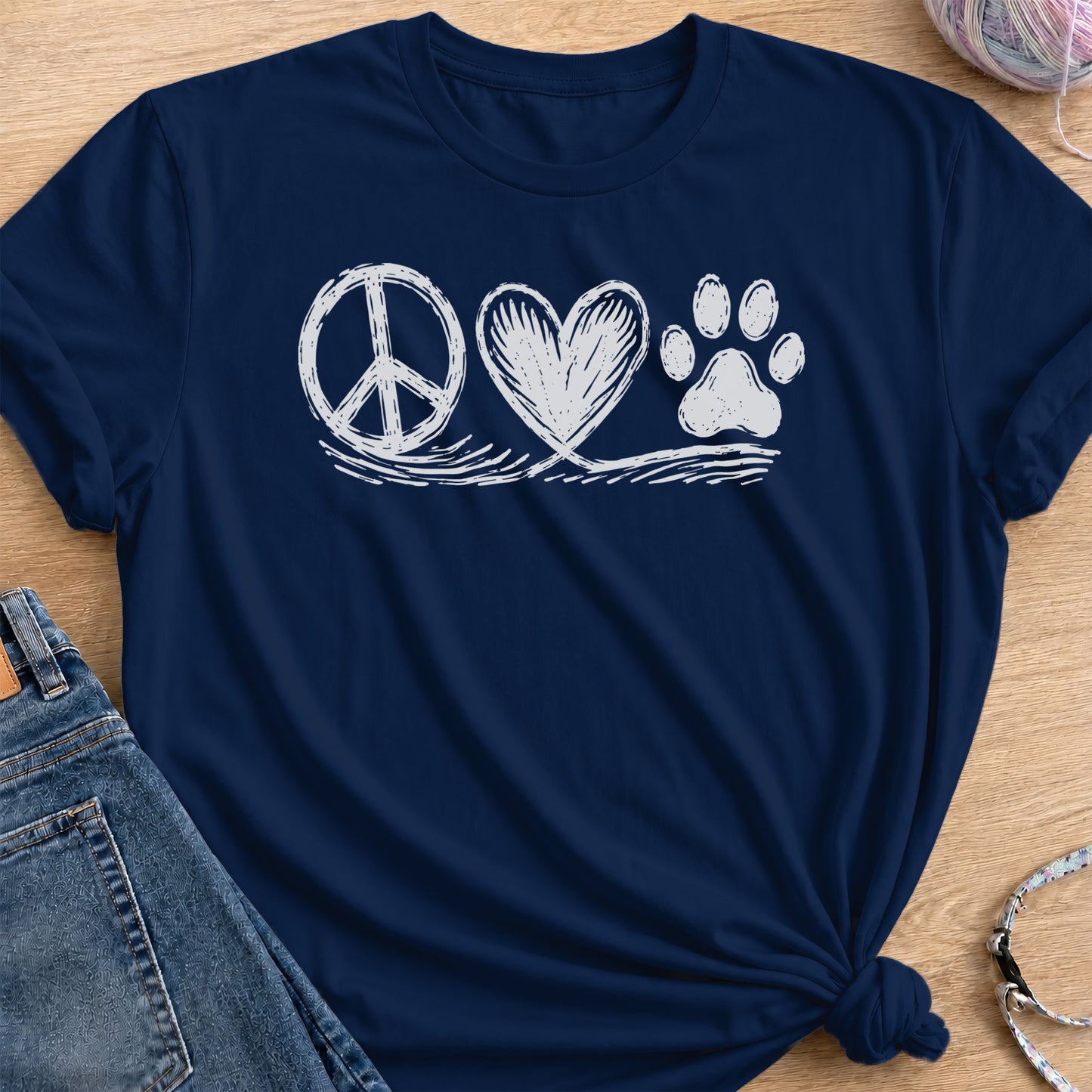 Peace Trio T-Shirt — Navy