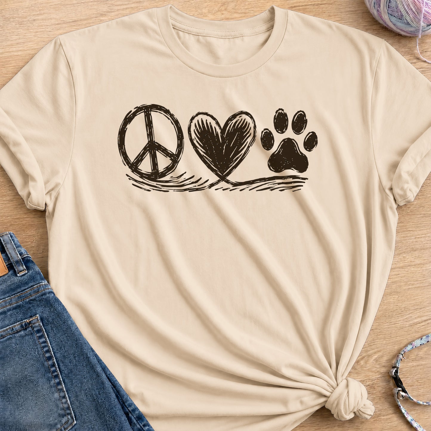 Peace Trio T-Shirt — Sand
