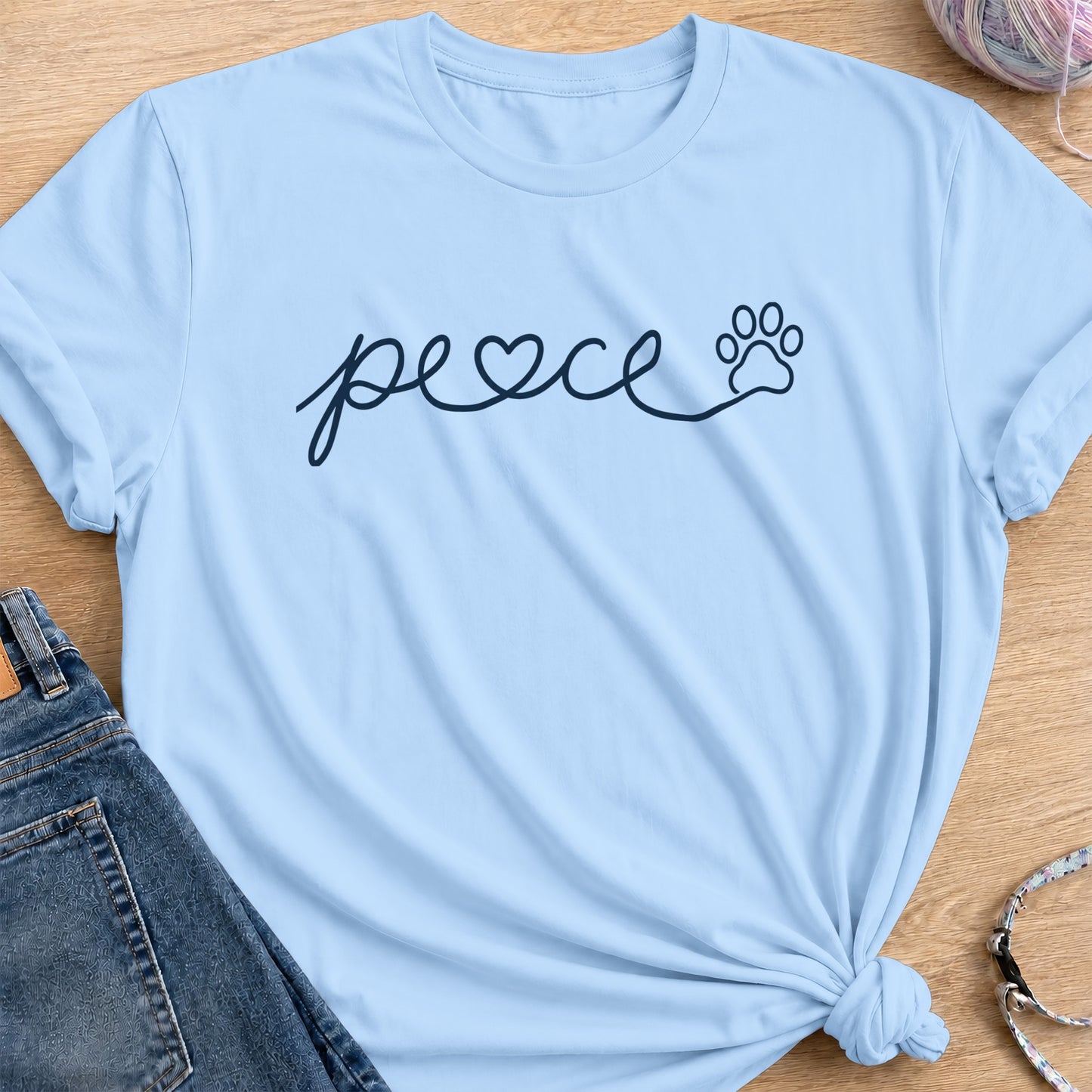 Peace Heart T-Shirt — Light Blue