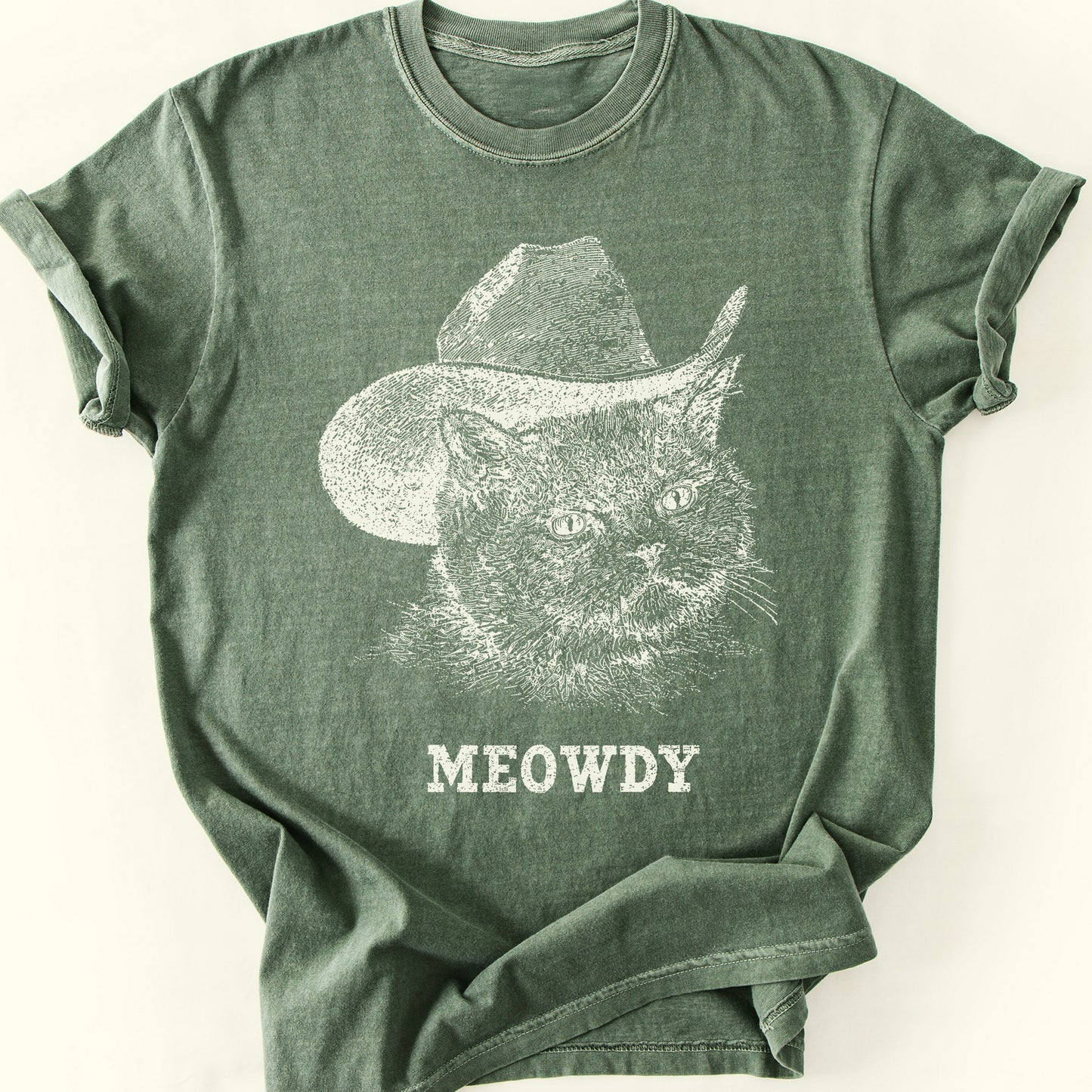 Meowdy T-Shirt — Moss