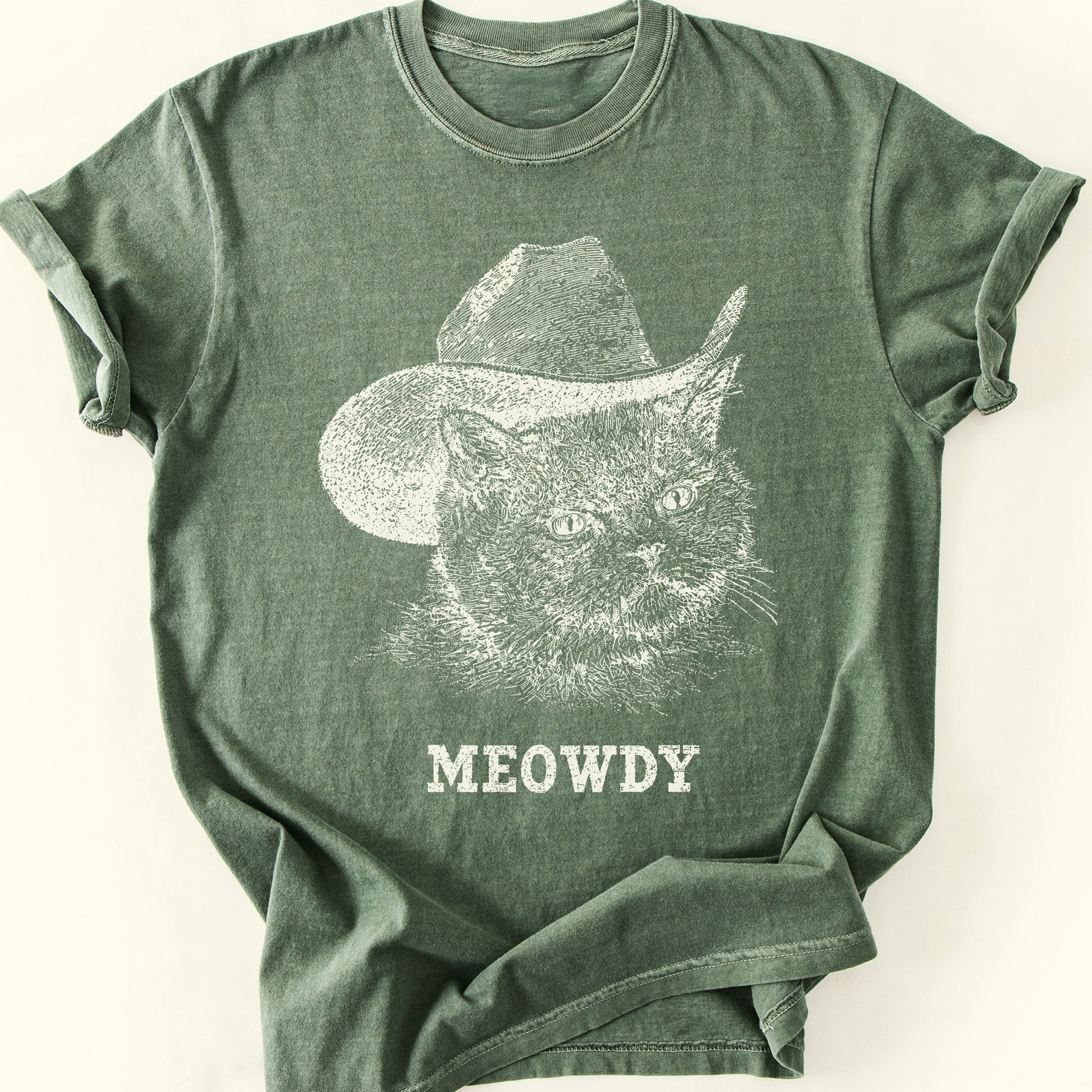 Meowdy T-Shirt — Moss