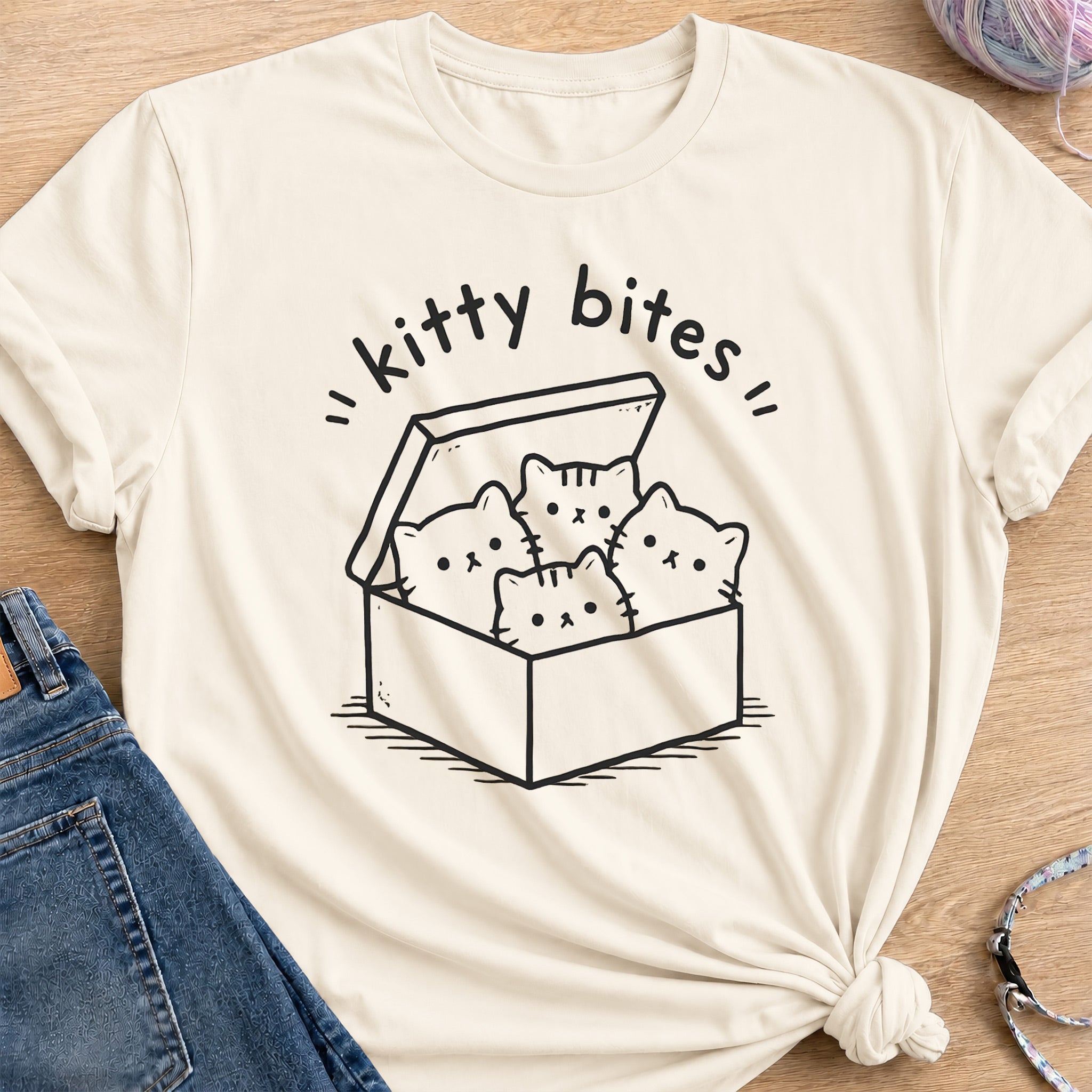 Kitty Bites T-Shirt — Natural