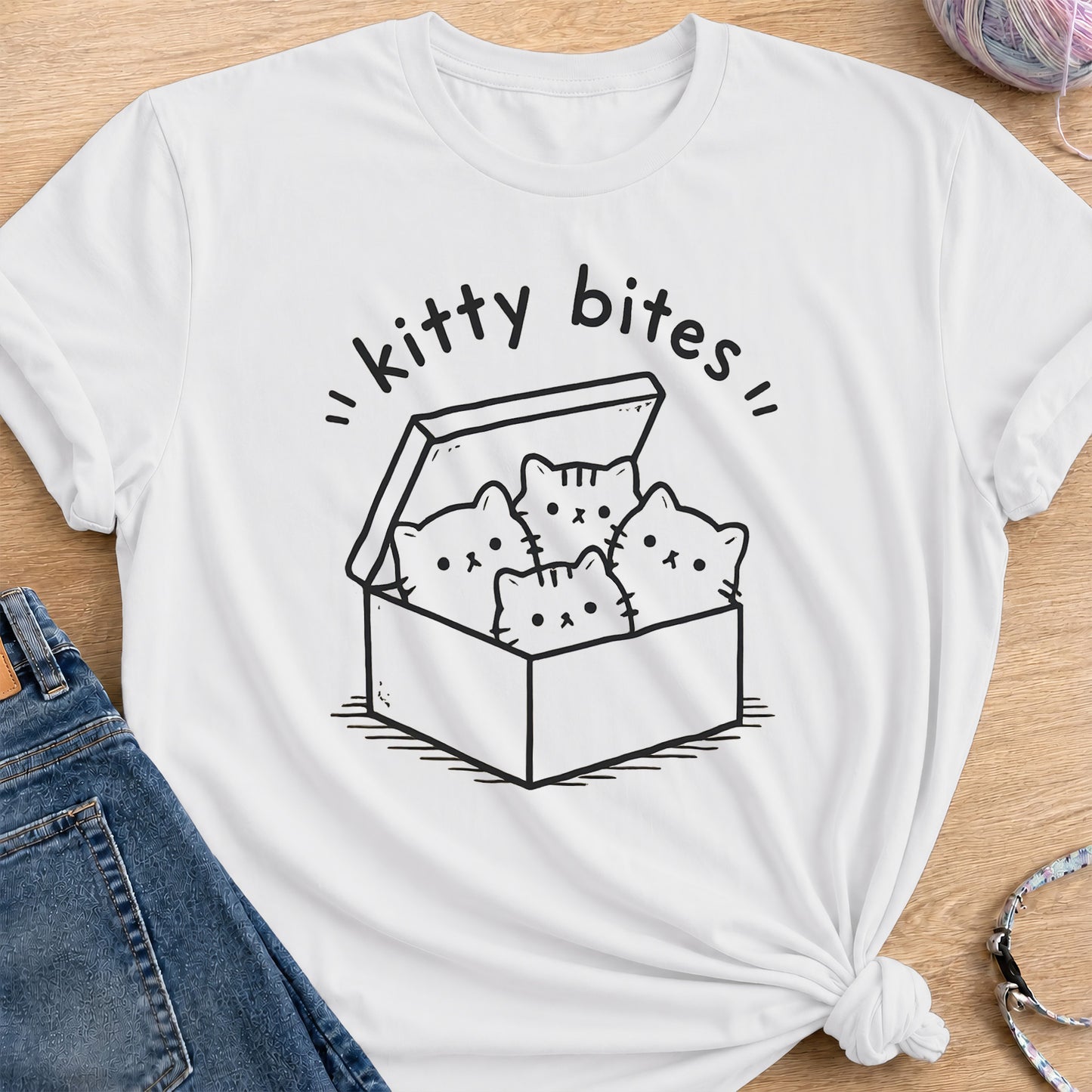 Kitty Bites T-Shirt — White