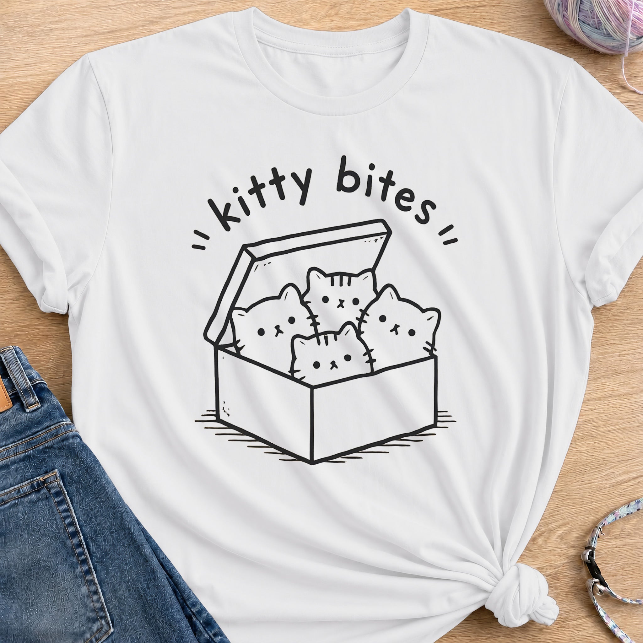 Kitty Bites T-Shirt — White
