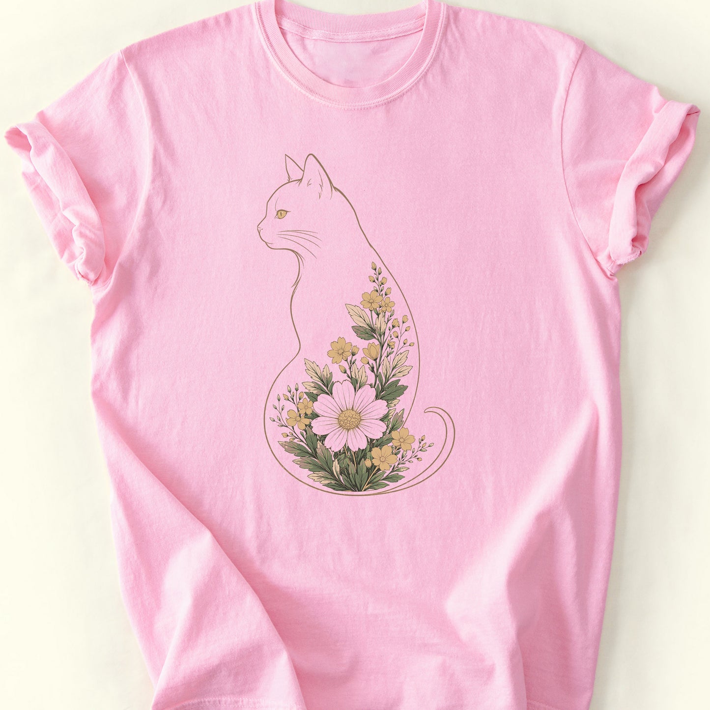 Vintage Floral Cat T-Shirt — Blossom