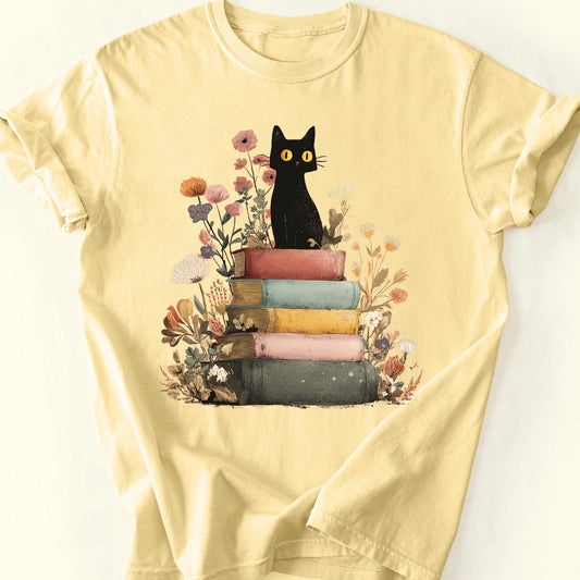 Mystic Library Cat T-Shirt — Butter