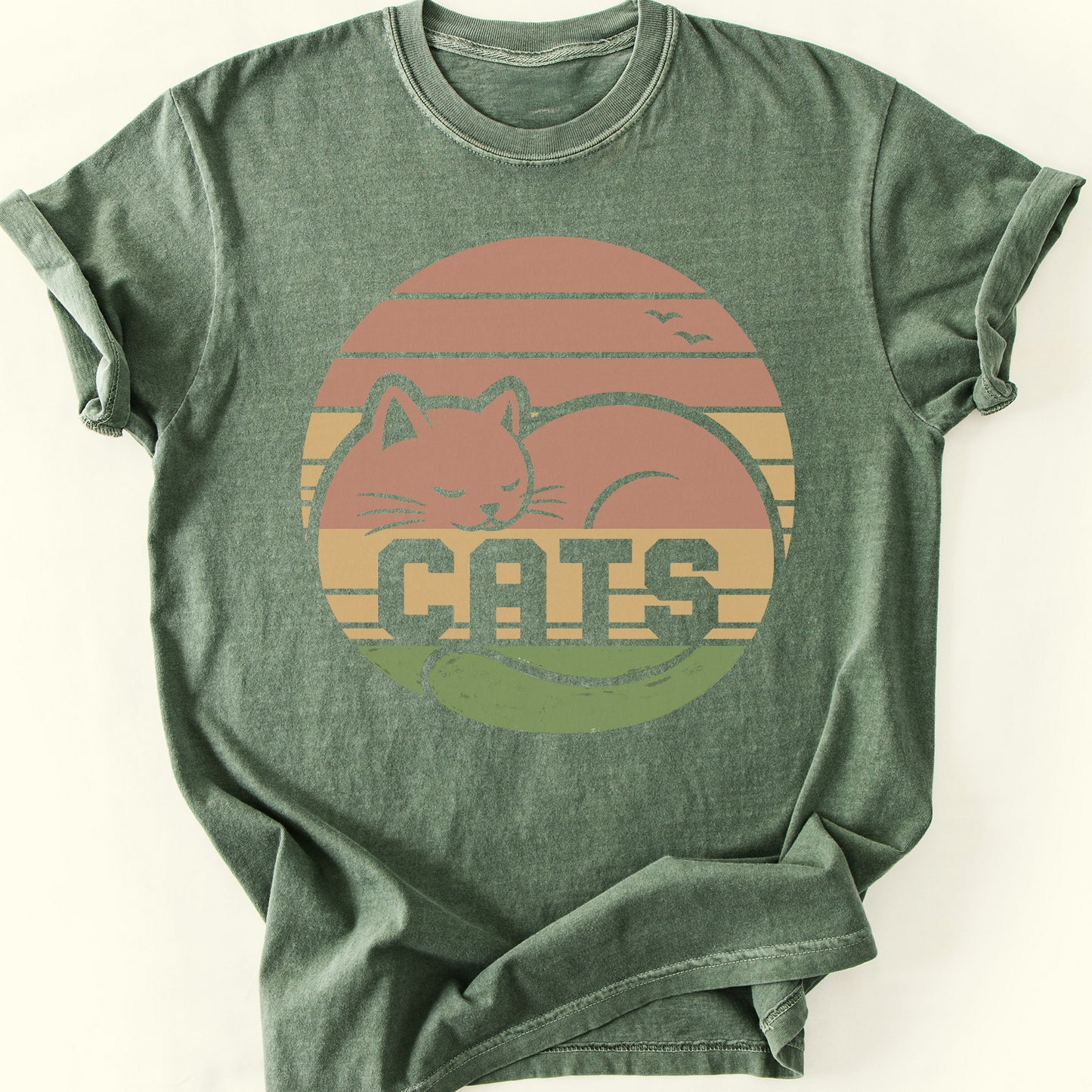 Retro Sunset T-Shirt — Moss