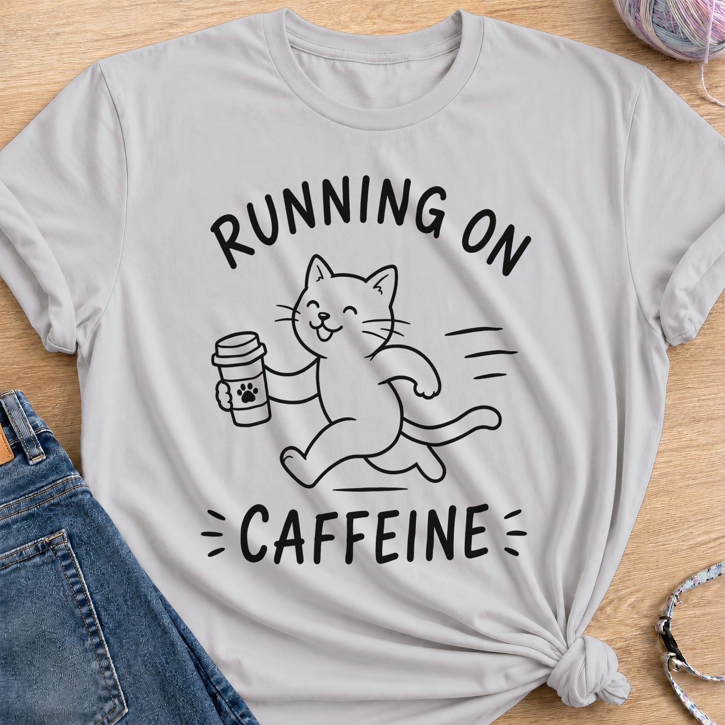 Running on Caffeine T-Shirt — Ice Grey