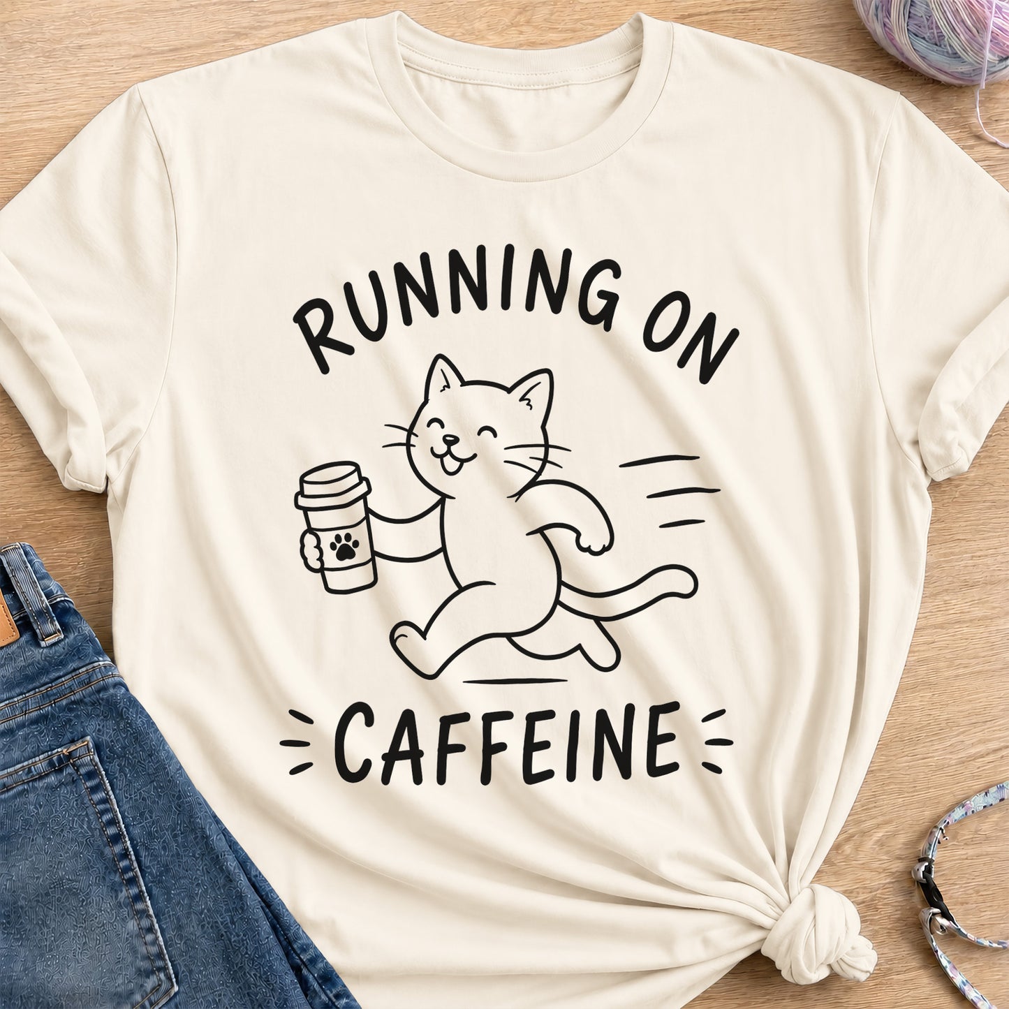 Running on Caffeine T-Shirt — Natural