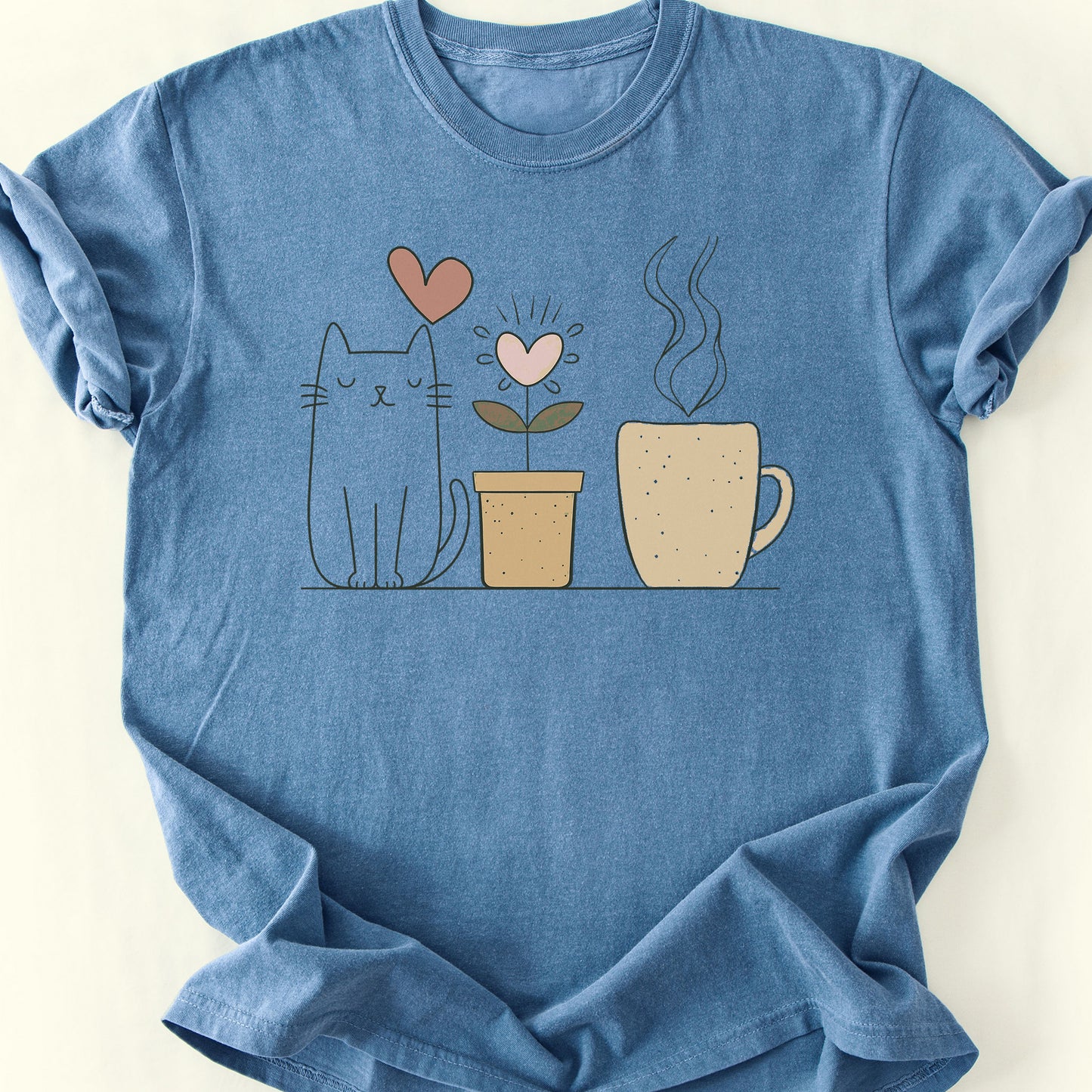 Coffee and Plant T-Shirt — Blue Jean