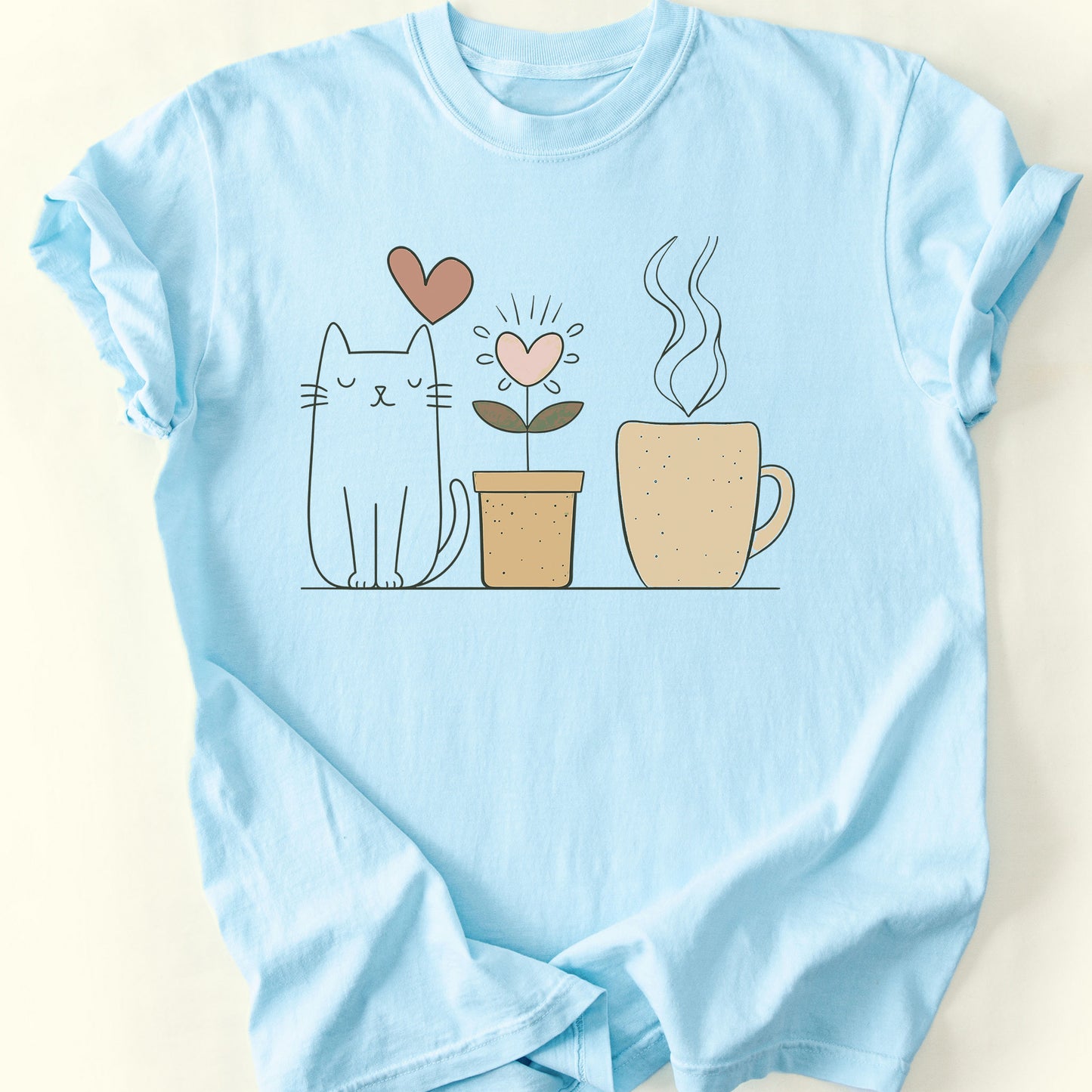Coffee and Plant T-Shirt — Chambray