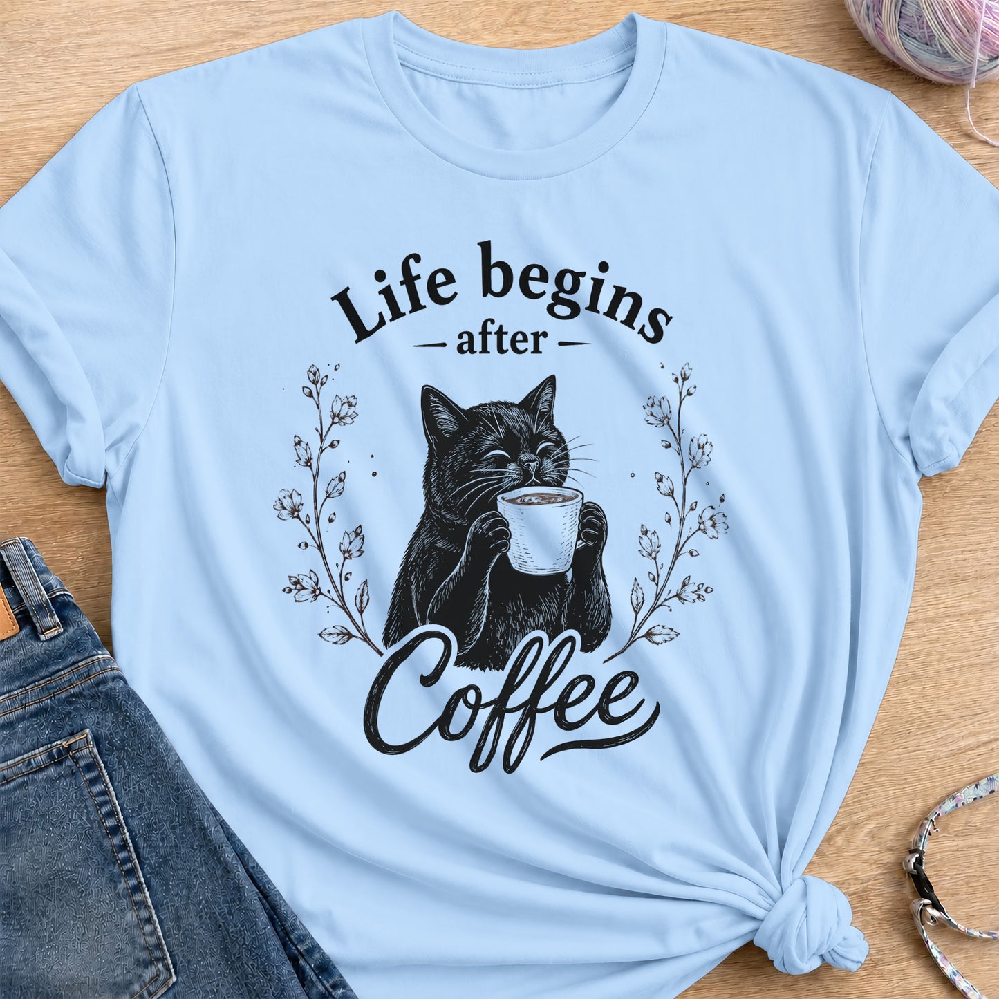 Coffee Therapy T-Shirt — Light Blue