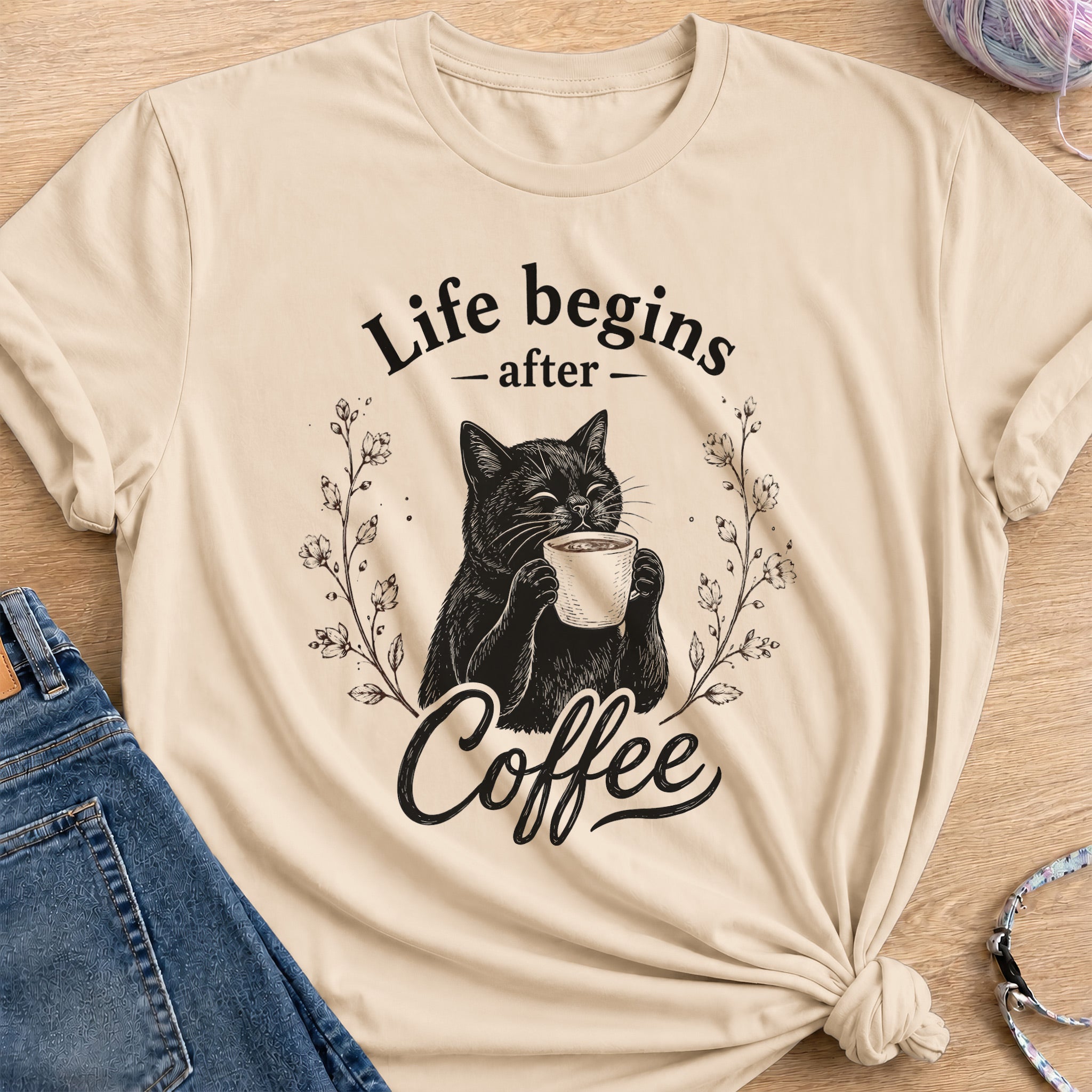 Coffee Therapy T-Shirt — Sand