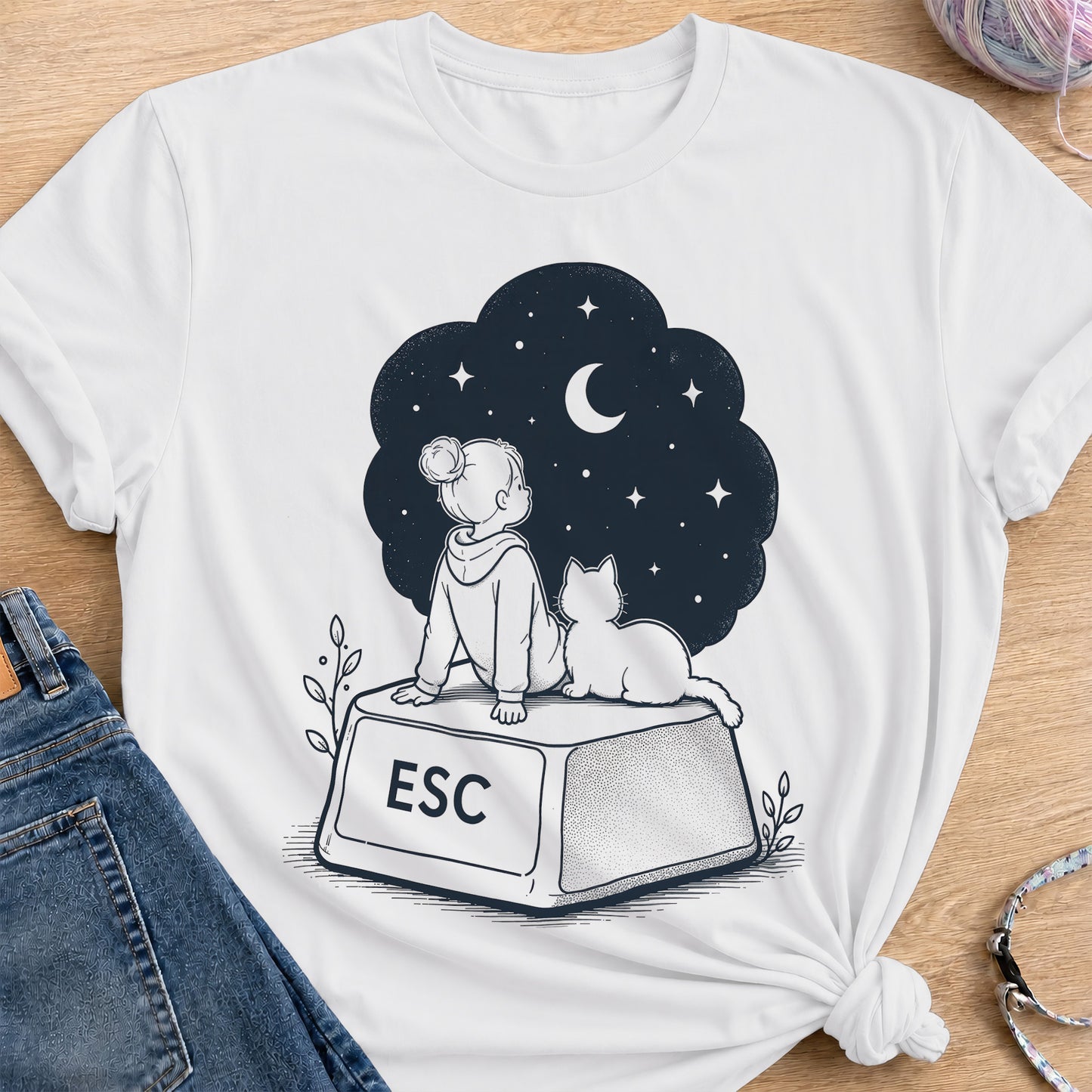 Escape Button T-Shirt — White