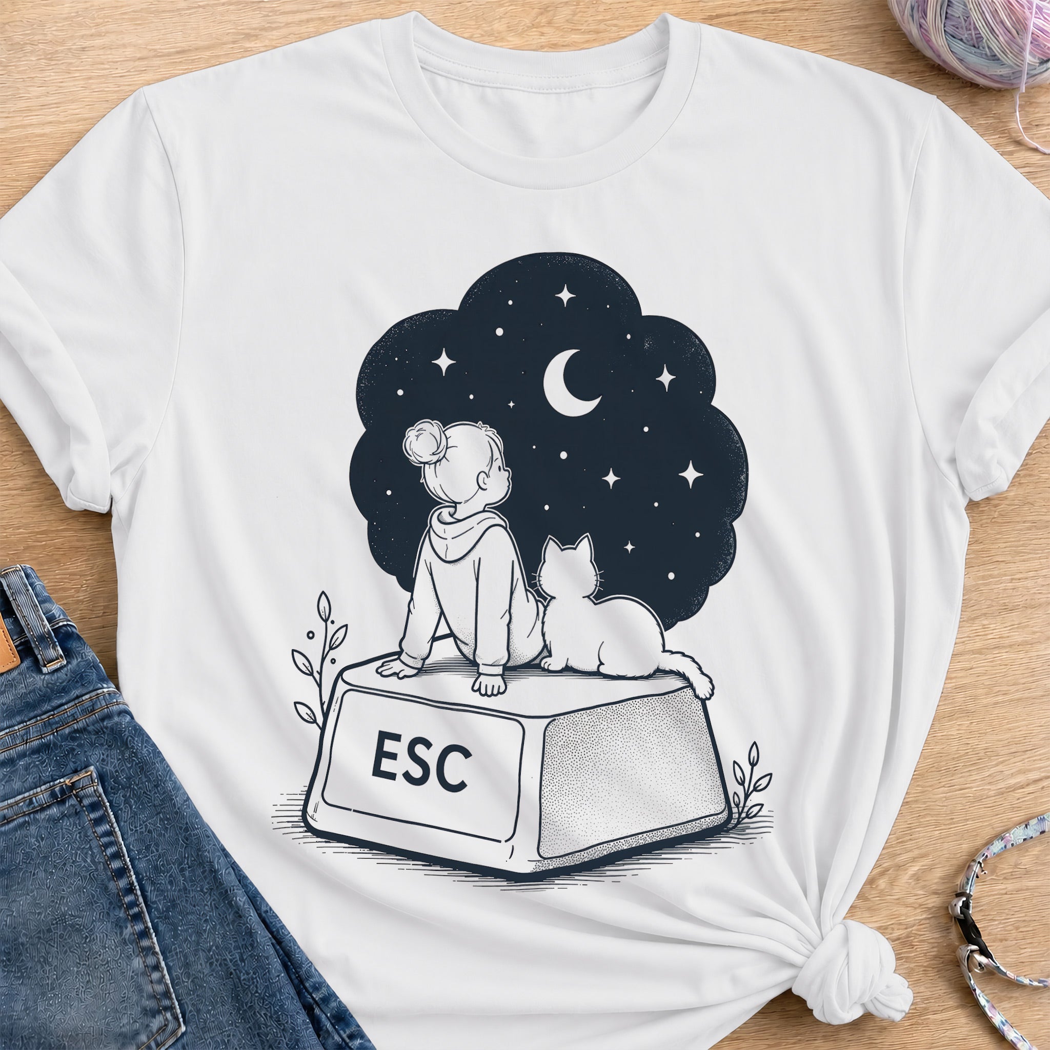 Escape Button T-Shirt — White