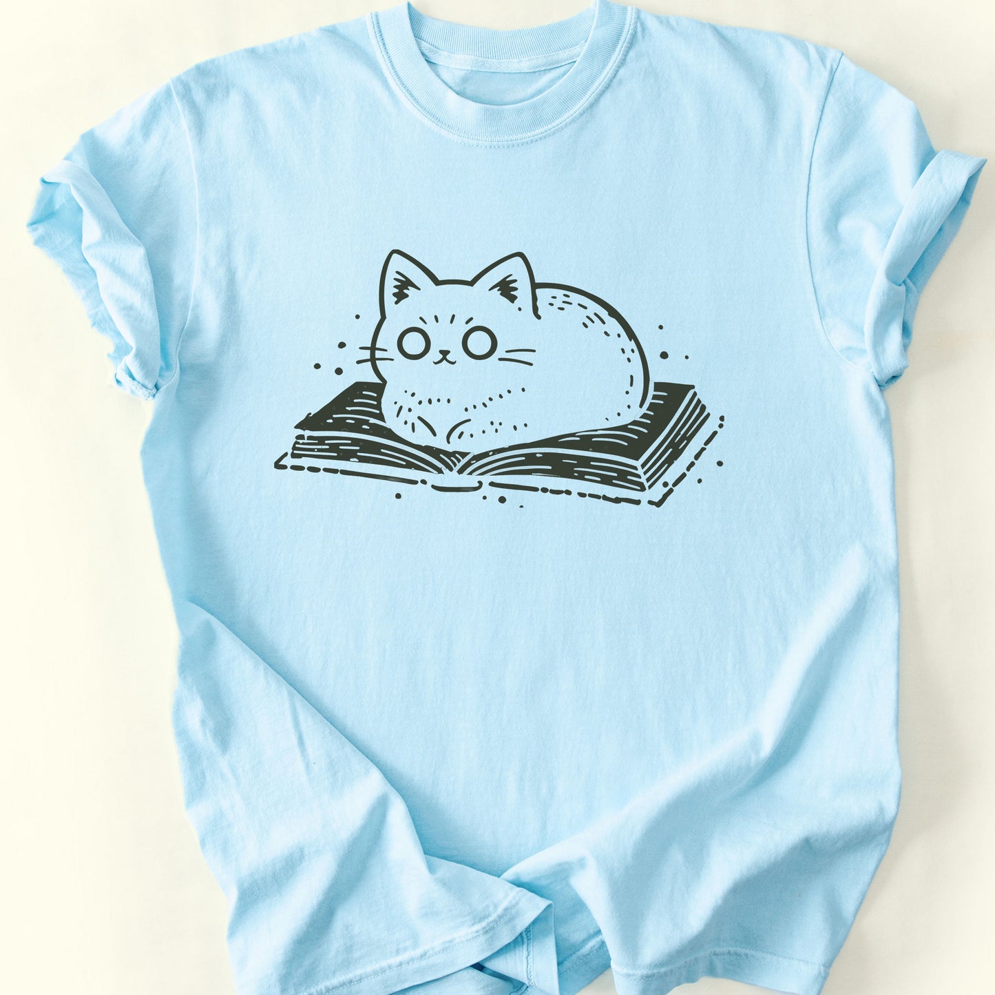 Cats and Books T-Shirt — Chambray